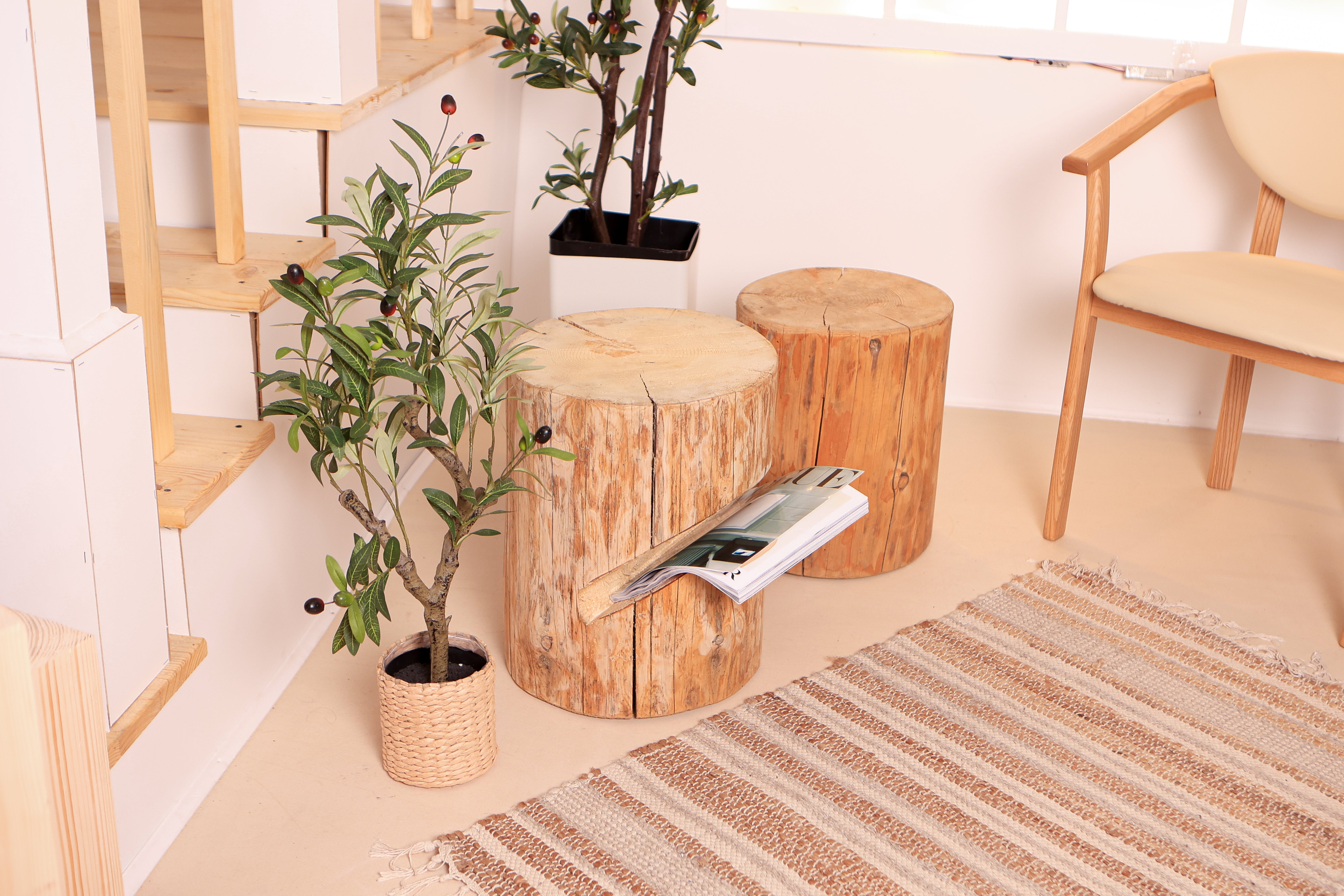 Nachttisch Baumstamm / Holzstamm / Hocker aus Naturholz mit Buchschlitz / Massivholzstamm / Holzblock- HolzRepublik