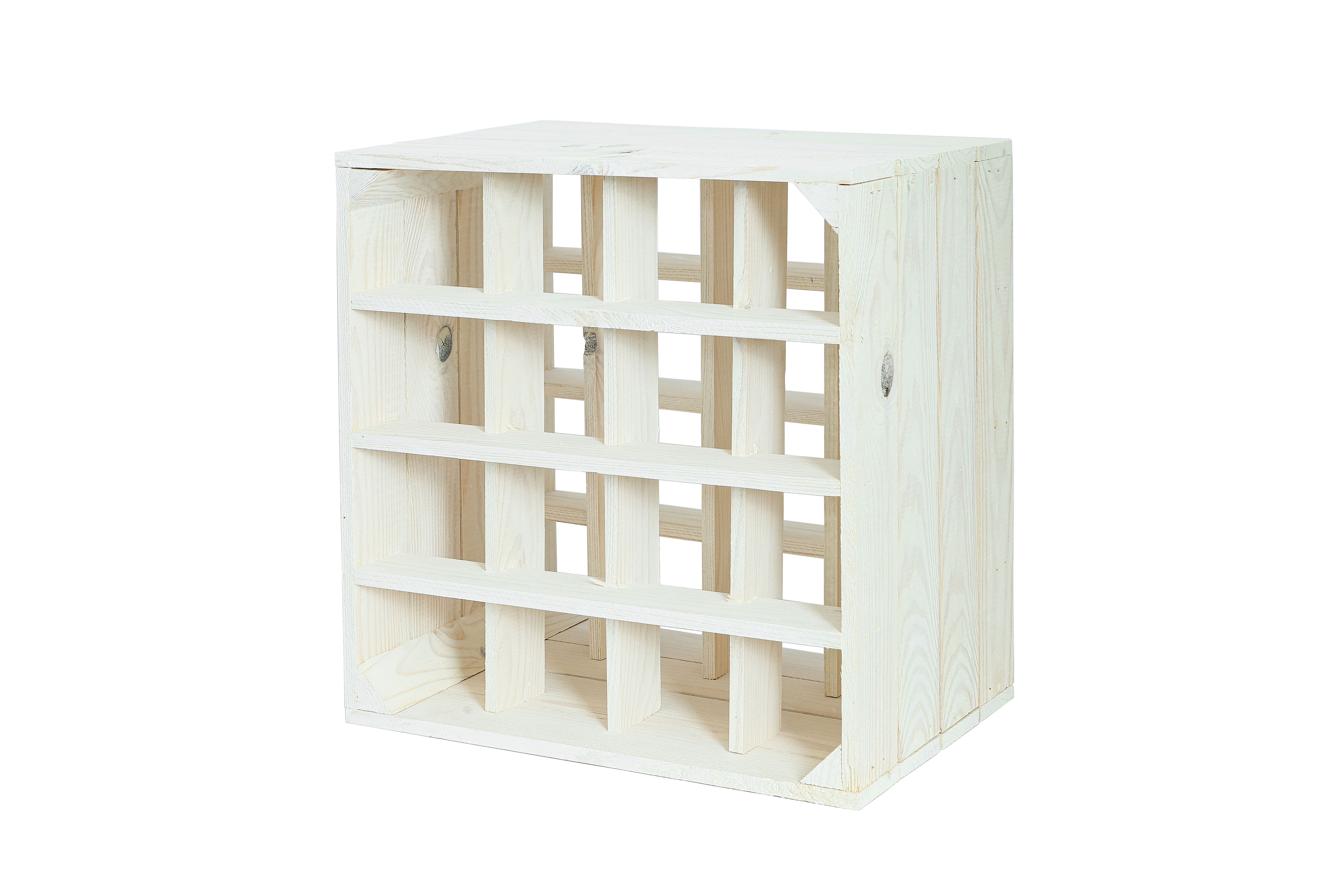 Neues Weinregal mit 16 Fächern 16er 40x40x27cm - weiß / Dekokiste / Weinkiste / Weinhalter mit Unterteilungen- HolzRepublik