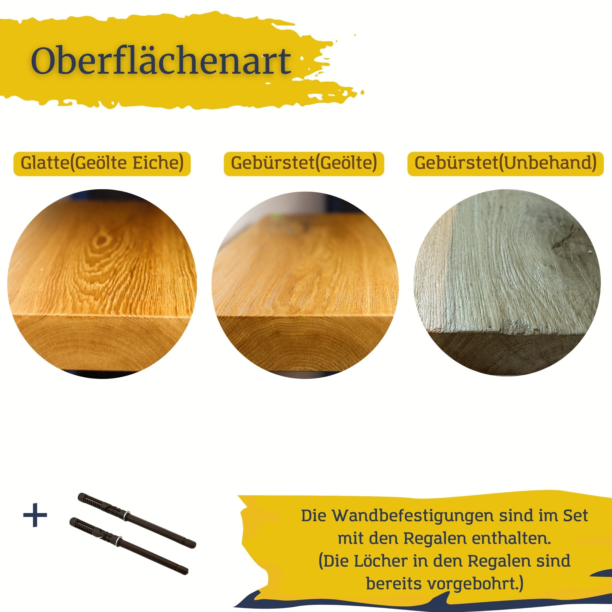 Eichenholzregale mit wildem Rand- Glatt(Geölte Eiche)- HolzRepublik