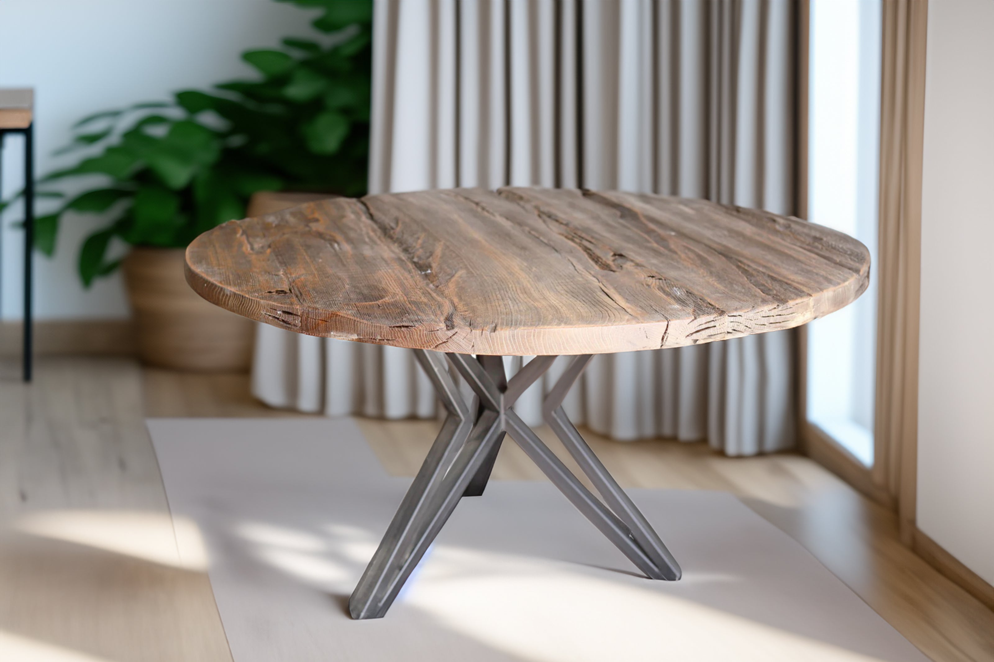 Runde Tischplatte aus altem originalem Altholz / Holztischplatte- HolzRepublik