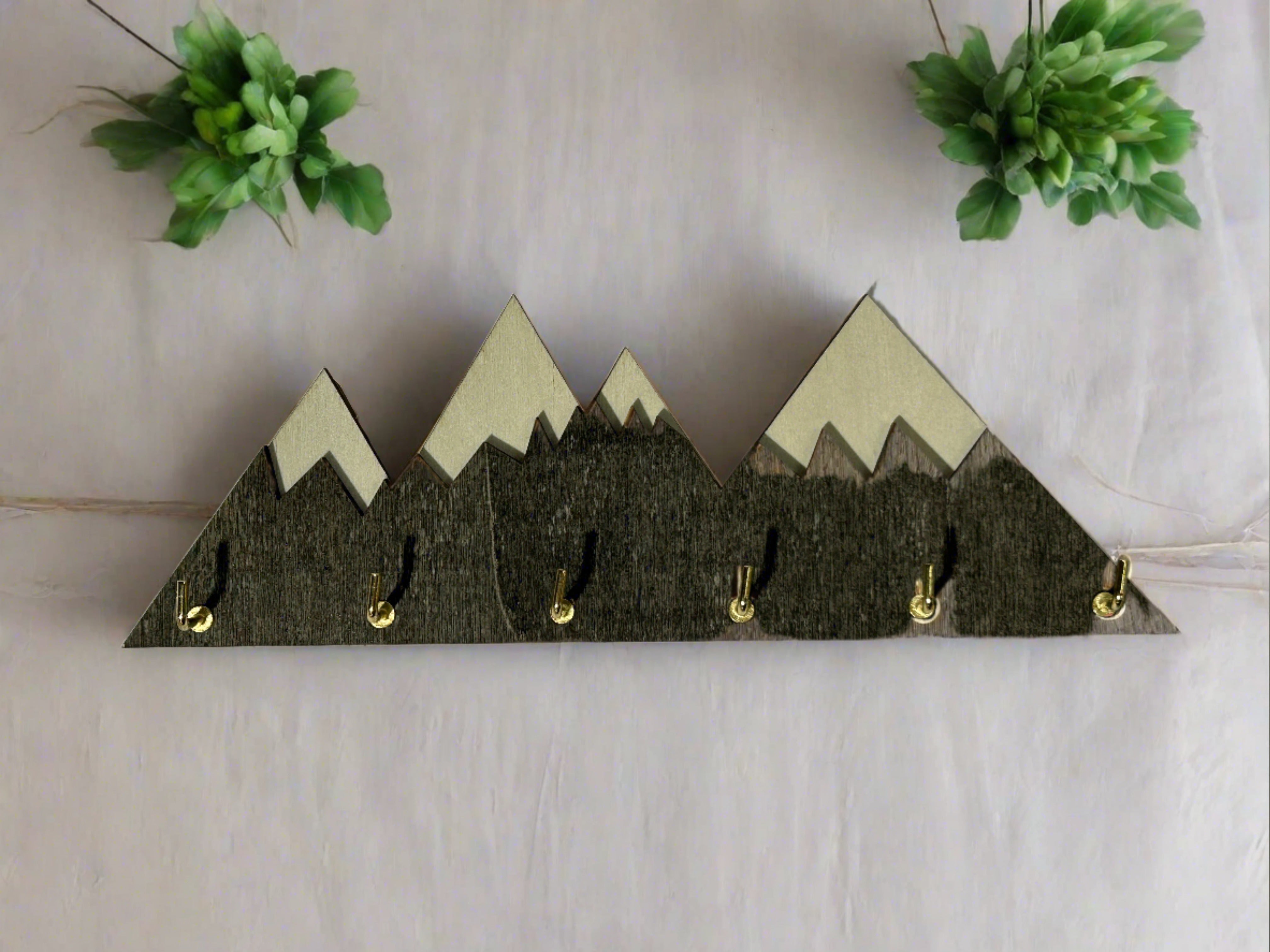 Holz-Schlüsselhalter mit Bergmotiv- HolzRepublik