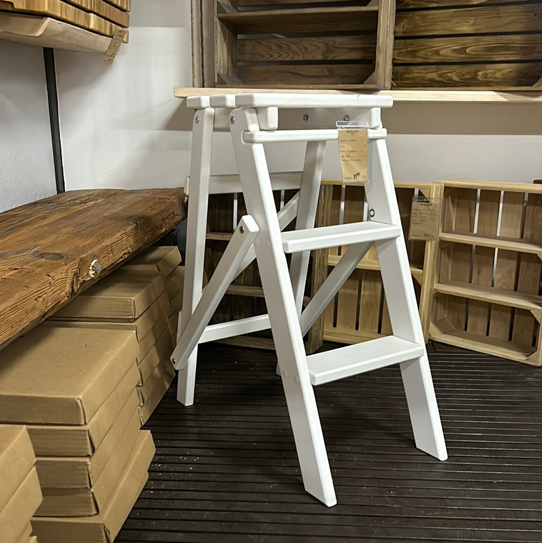 Küchenleiter aus Erlenholz - Weiß / Holzleiter / Küchenhilfe Leiter aus Holz / Trittleiter / Klapptritt- HolzRepublik