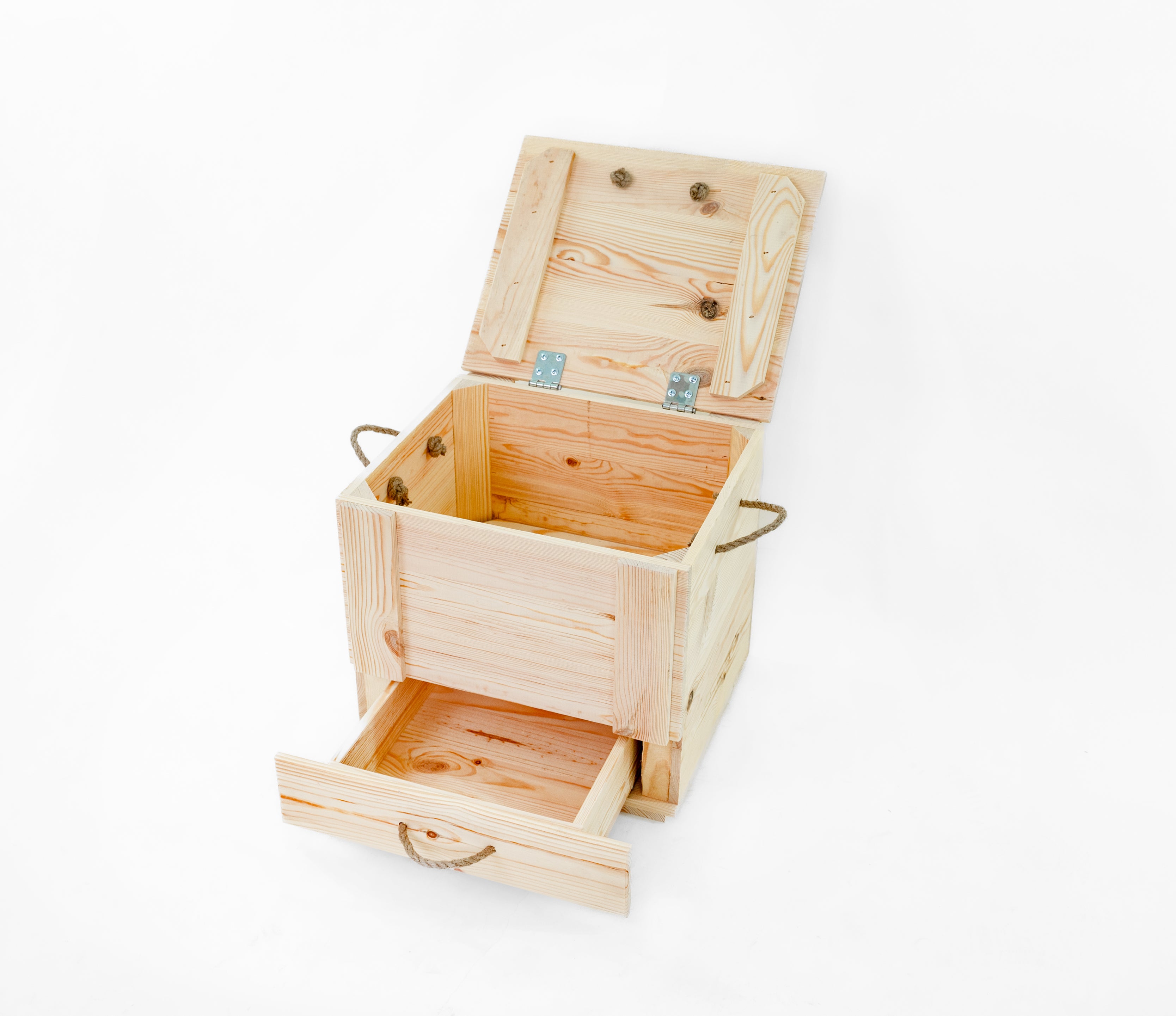 Holztruhe / Weihnachtstruhe Natur 43x37,5x40 cm mit Tablett und Holzweihnachtsbaum- HolzRepublik