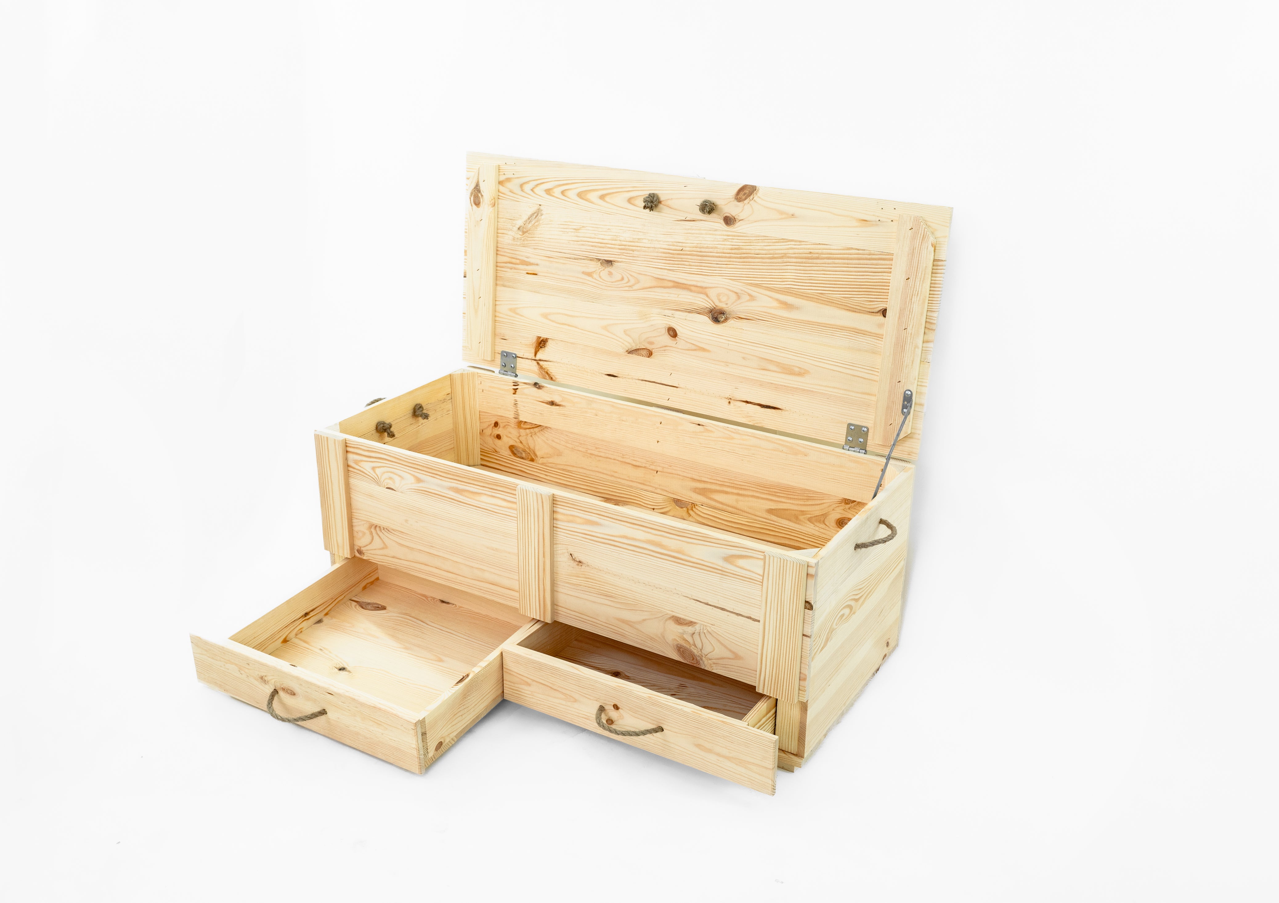 Holztruhe / Weihnachtstruhe Natur 100x46x40 cm mit Tablett und Holzweihnachtsbaum- HolzRepublik