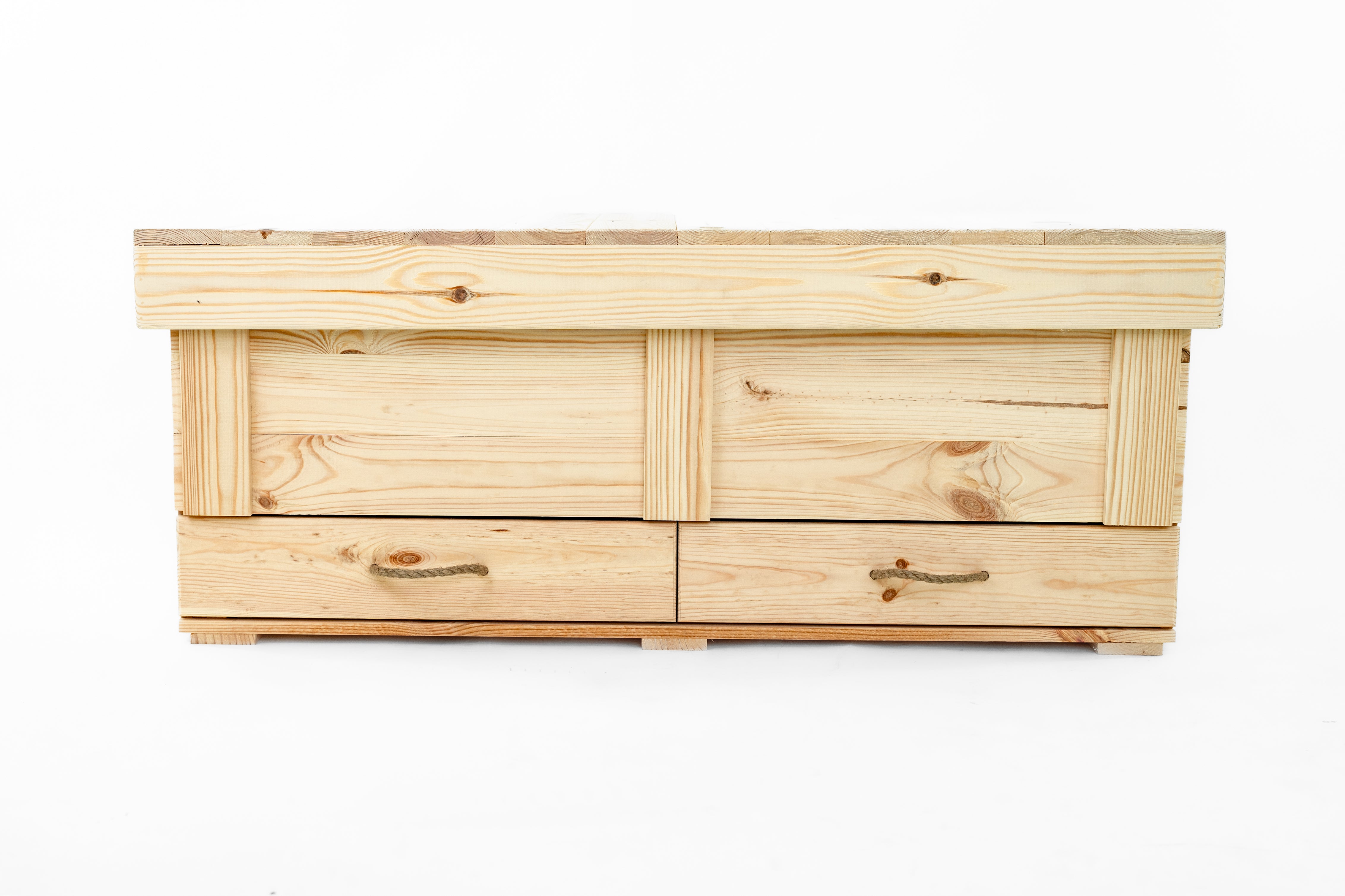 Holztruhe / Weihnachtstruhe Natur 100x46x40 cm mit Tablett und Holzweihnachtsbaum- HolzRepublik