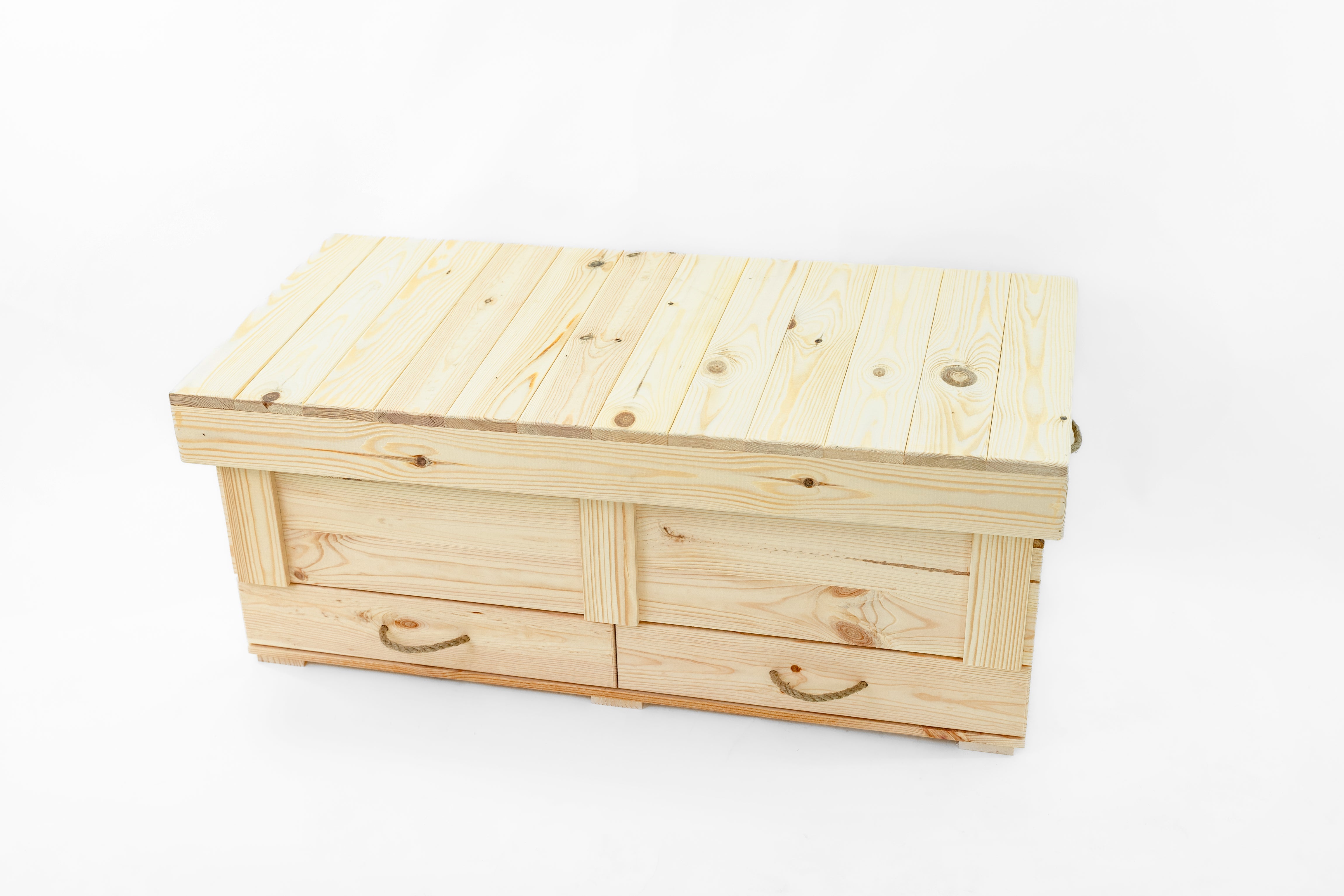 Holztruhe / Weihnachtstruhe Natur 100x46x40 cm mit Tablett und Holzweihnachtsbaum- HolzRepublik