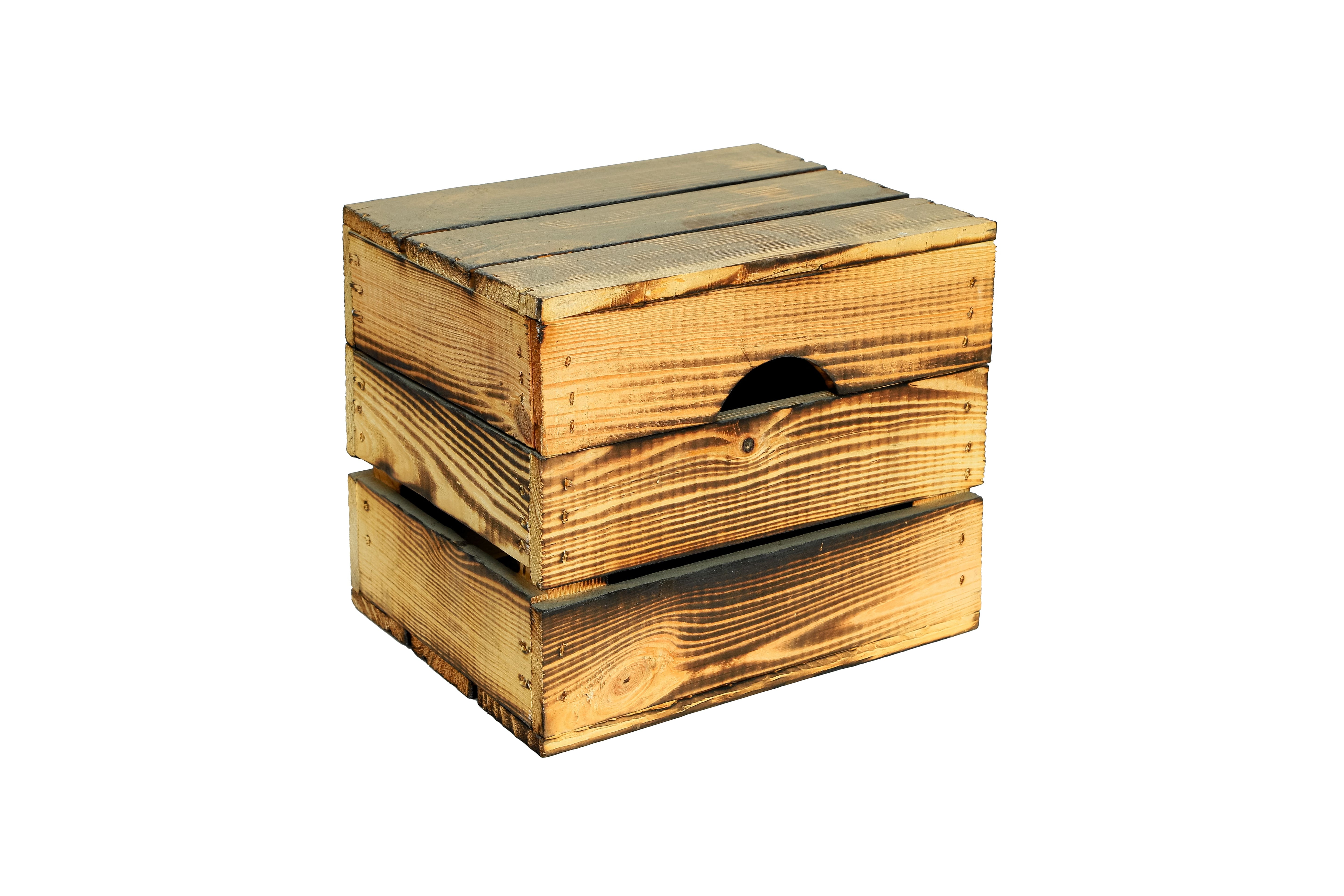 Truhe / Holztruhe Assos geflammt in verschiedenen Größen / Holzkiste mit Deckel / Aufbewahrungskiste- HolzRepublik