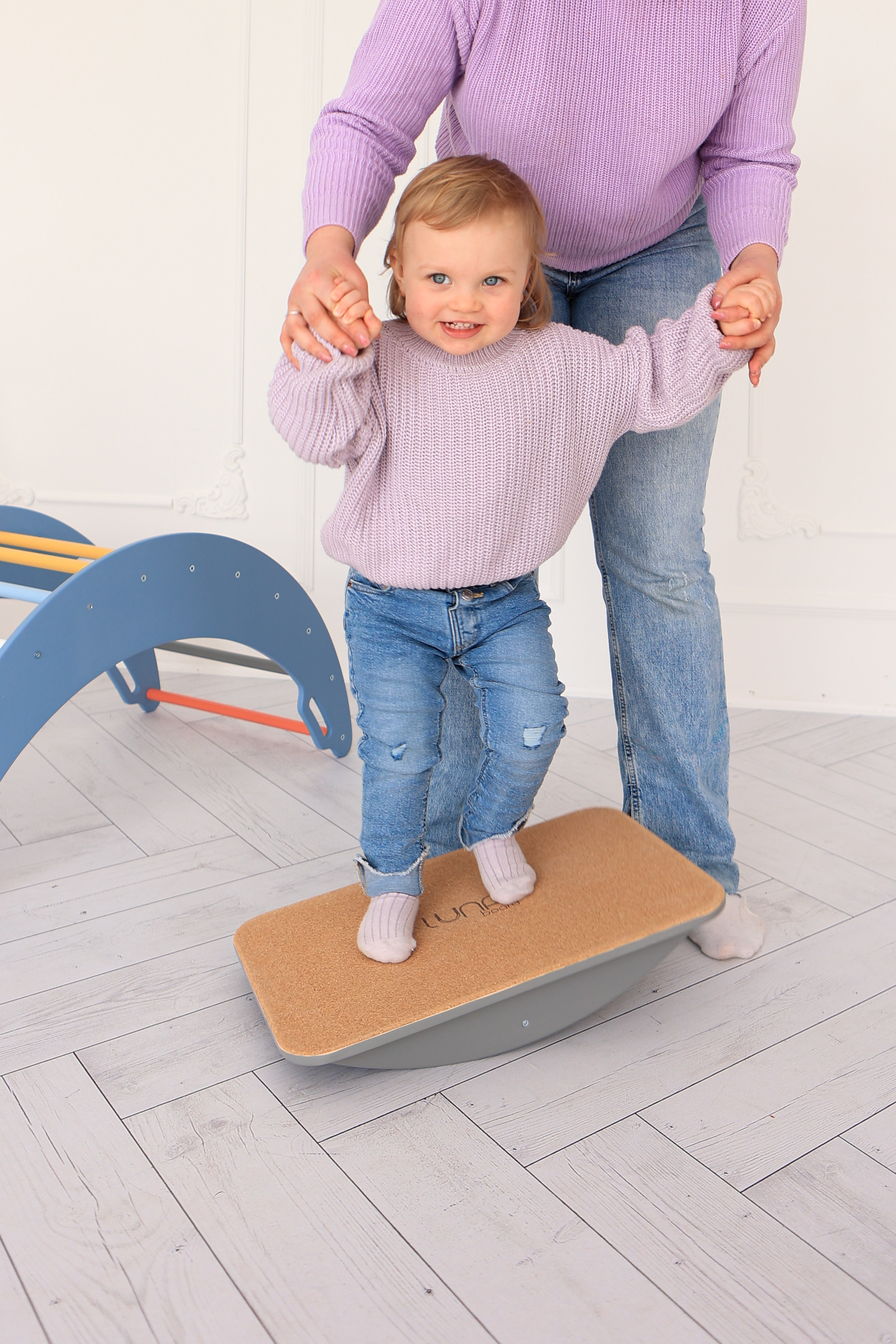 Balance Board Kinder Montessori – Wackelbrett Holz Naturfarbe