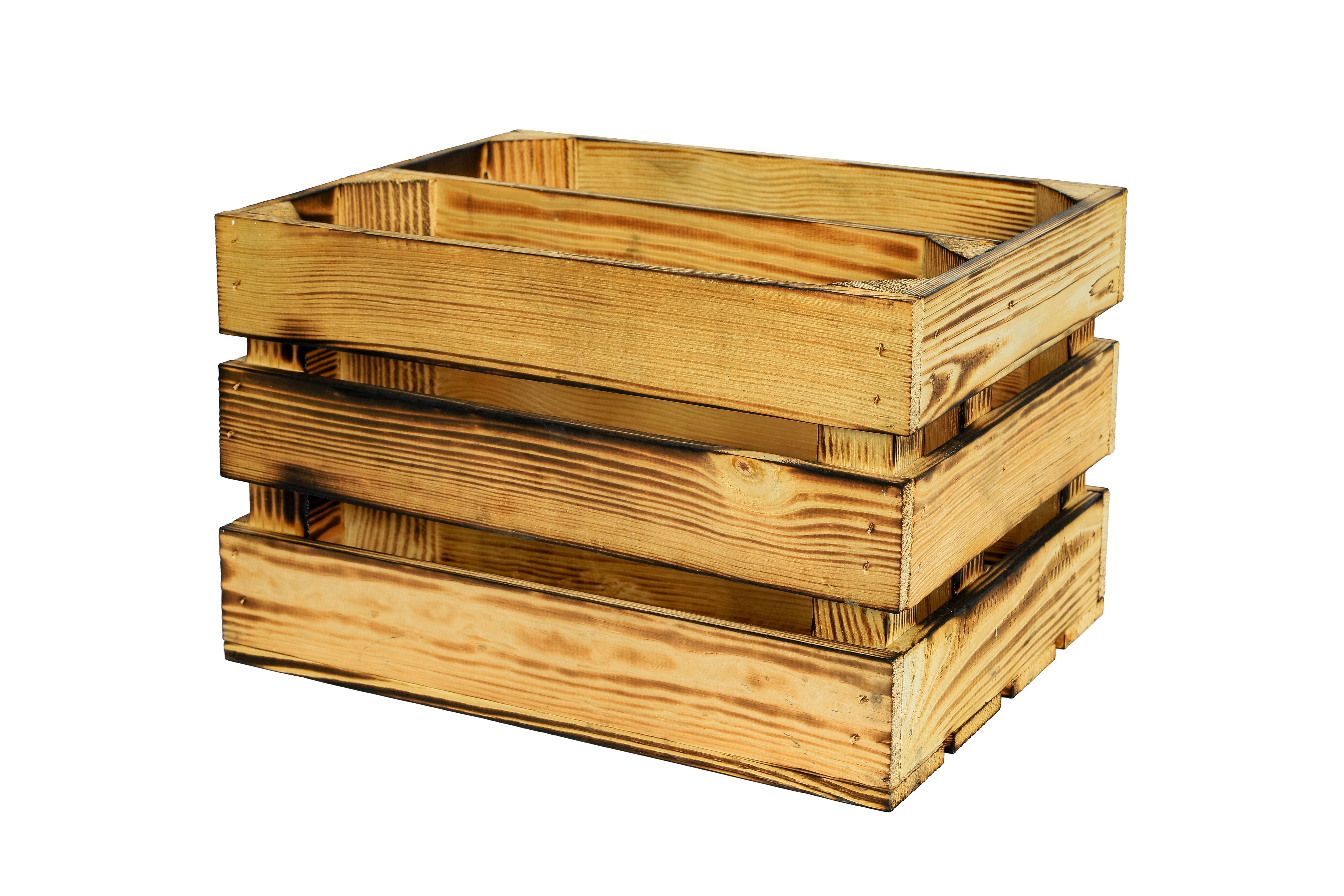 Neue kleine Holzkiste Bella Lang mit Mittelbrett 40x30x25 cm - geflammt / Dekokiste / Obstkiste / Schuhkiste / Schuhschrank / Schuhkiste- HolzRepublik