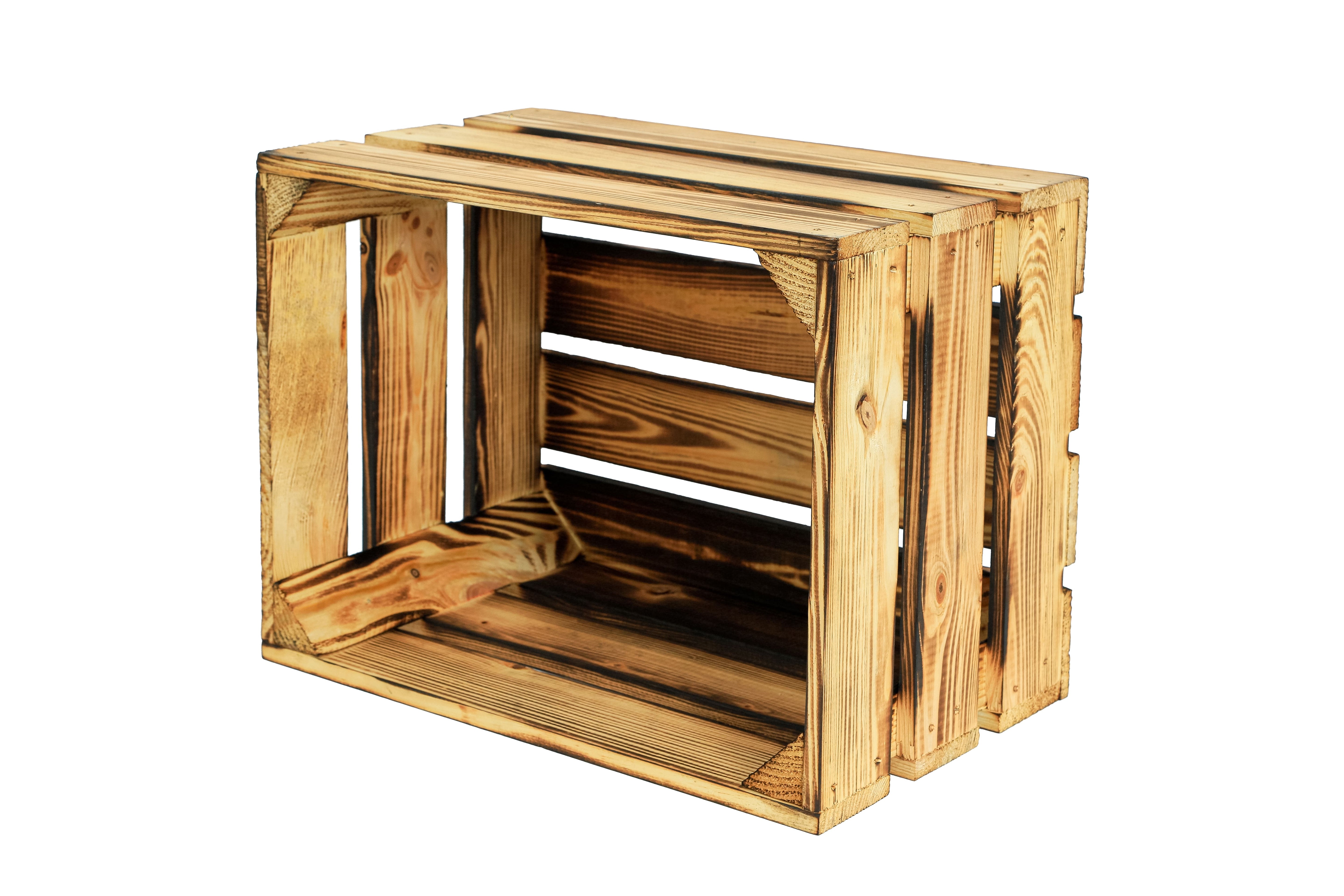 Neue kleine Holzkiste Bella Geflammt 40x30x25 cm / Dekokiste / Obstkiste / Aufbewahrungskiste- HolzRepublik