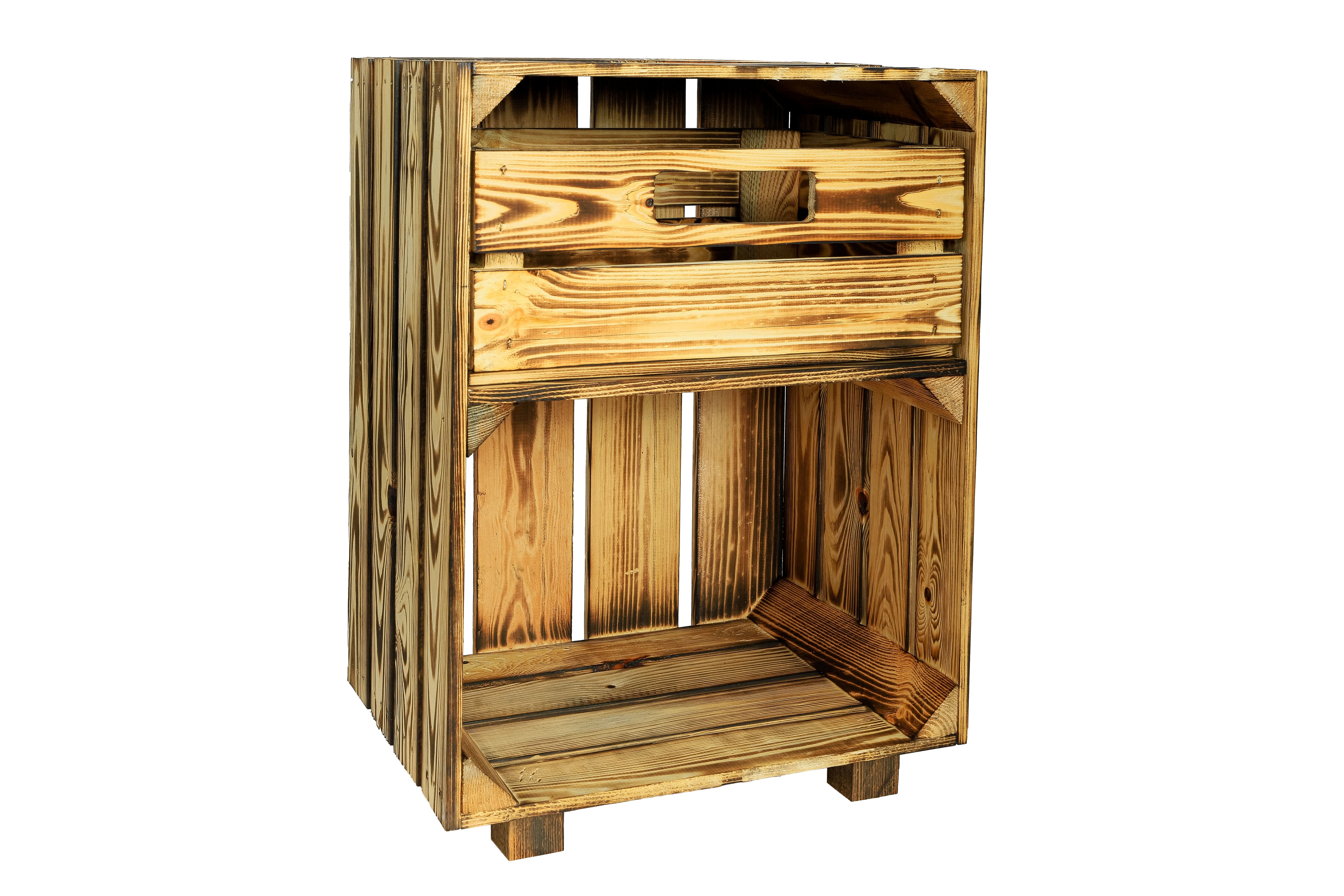 Neue Holzkiste BettyNachttisch+S 30x40x55cm - geflammt- HolzRepublik