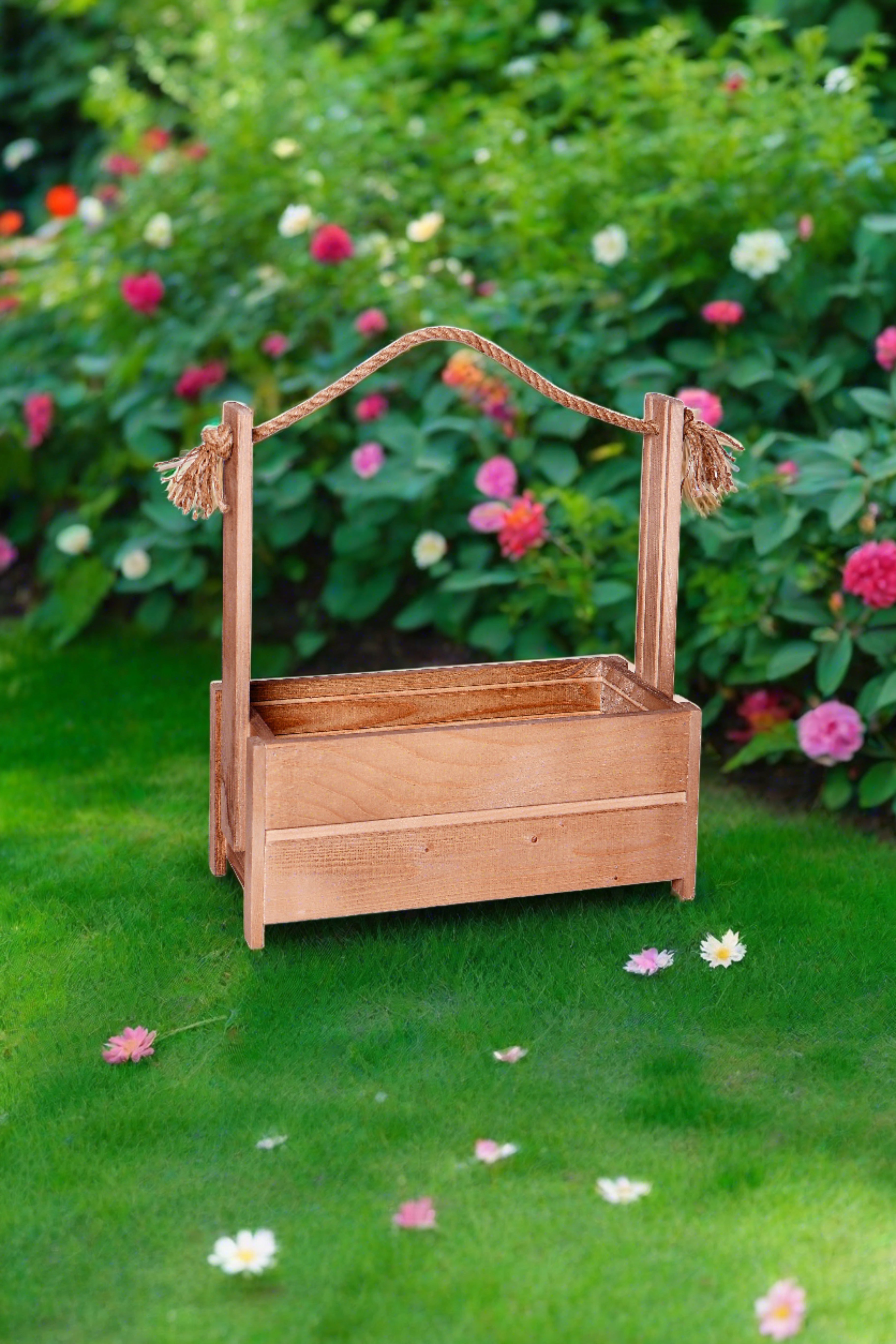 Holz Blumenkasten mit Seilgriff- HolzRepublik