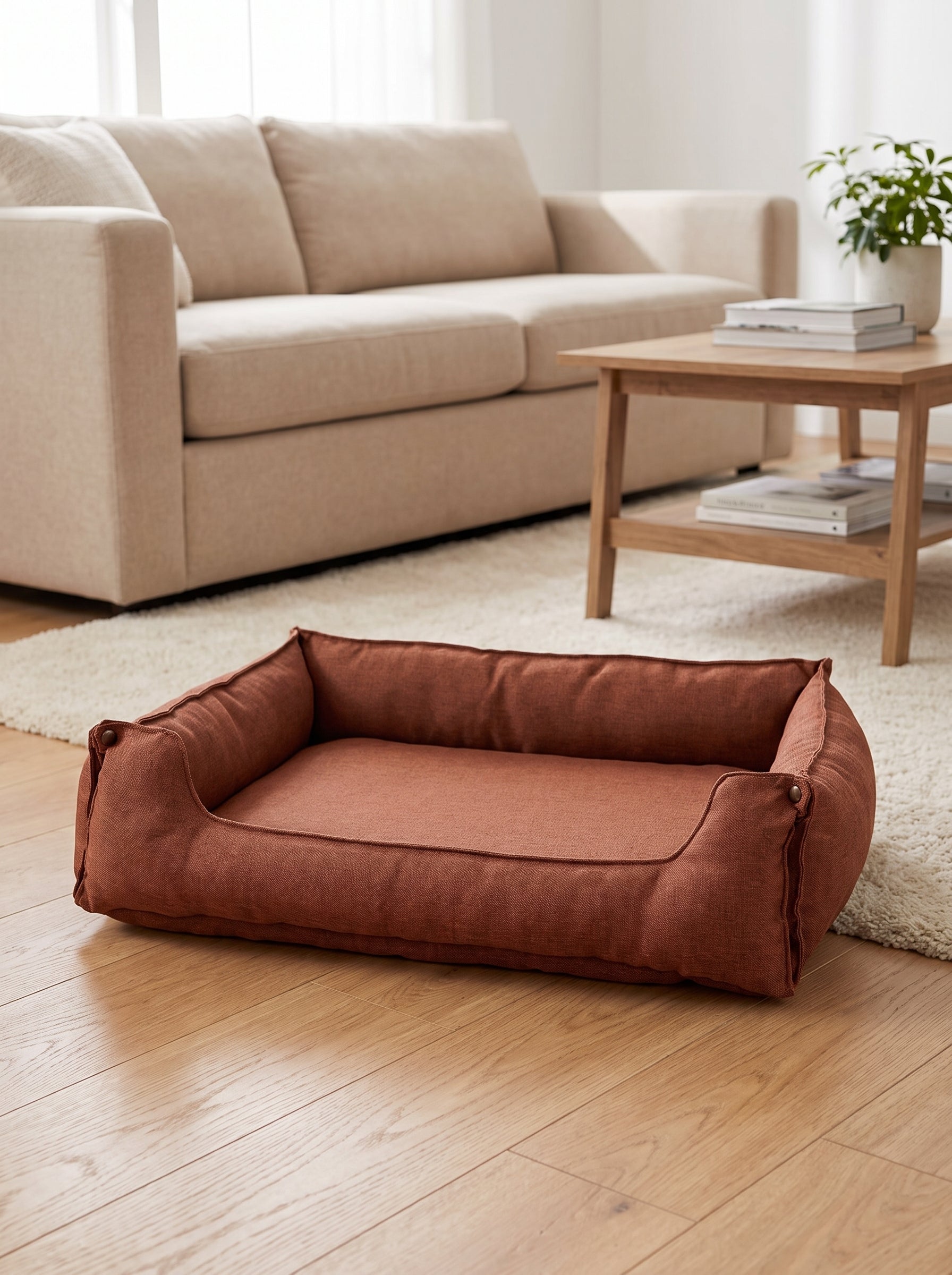 Hundebett faltbar, waschbar und hypoallergen – Hundekissen orthopädisch – braun – Bequemer Schlafplatz für Ihren Hund