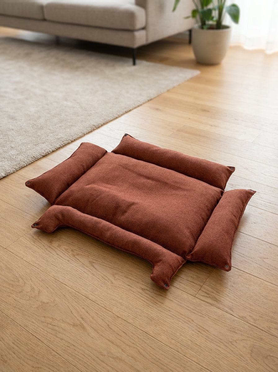 Hundebett faltbar, waschbar und hypoallergen – Hundekissen orthopädisch – braun – Bequemer Schlafplatz für Ihren Hund