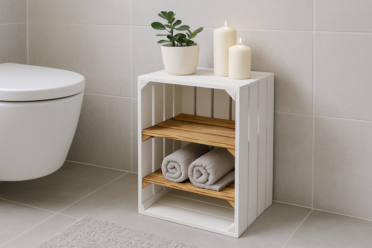 New wooden box Schuh2Quer 50x40x29 cm - white/flamed
