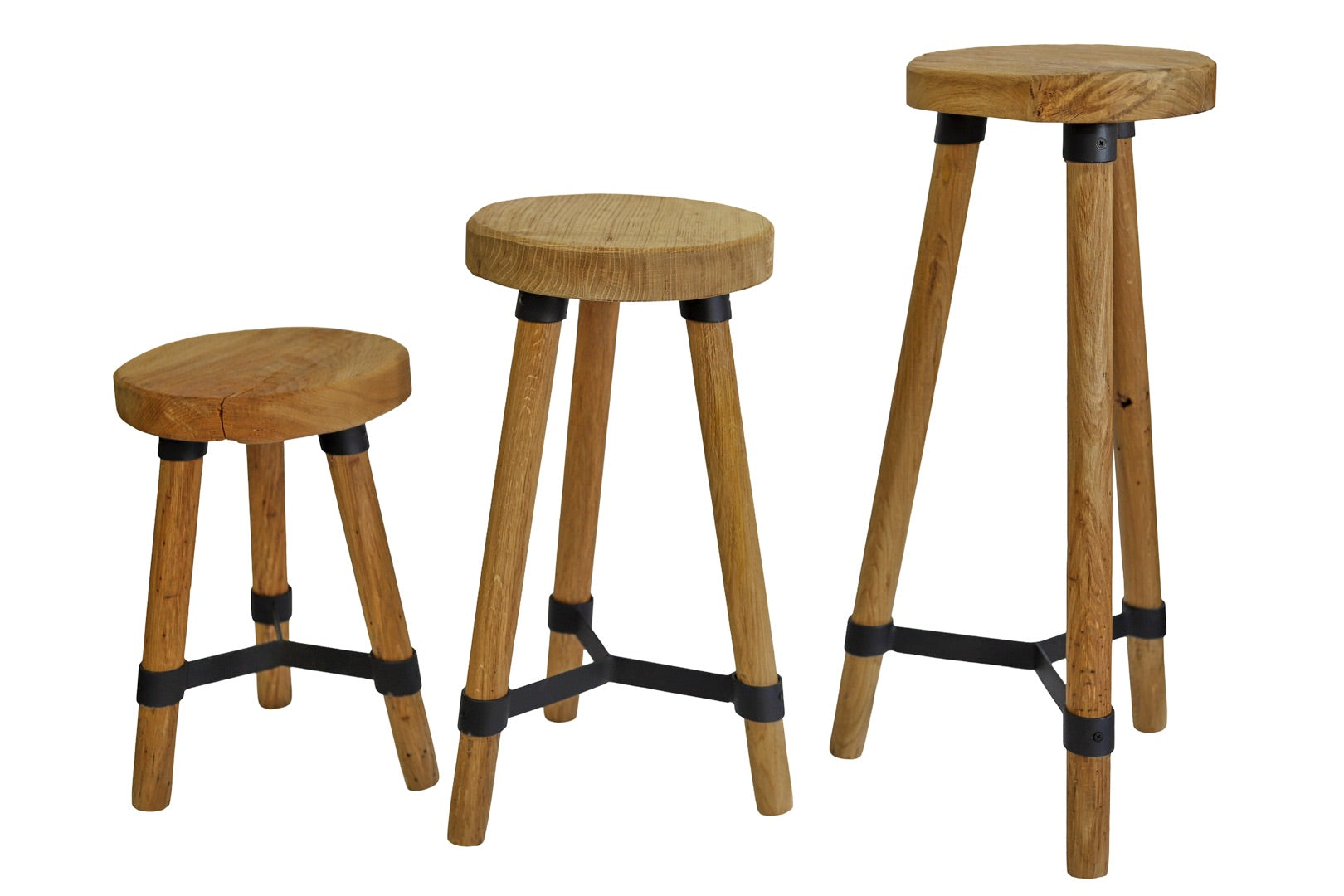 Set aus 3 Holzhockern Natur / Holzuntersetzer / Blumenuntersetzer aus altem Holz / Recycling- HolzRepublik