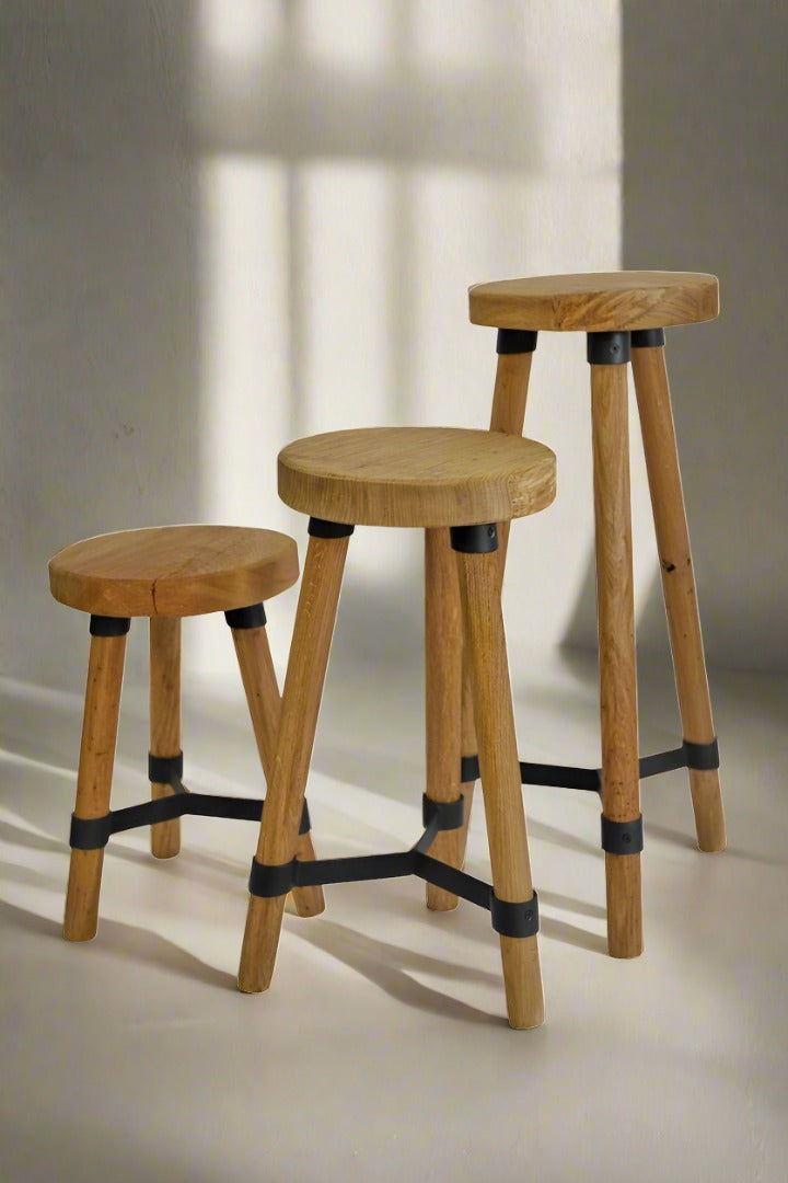 Set aus 3 Holzhockern Natur / Holzuntersetzer / Blumenuntersetzer aus altem Holz / Recycling- HolzRepublik