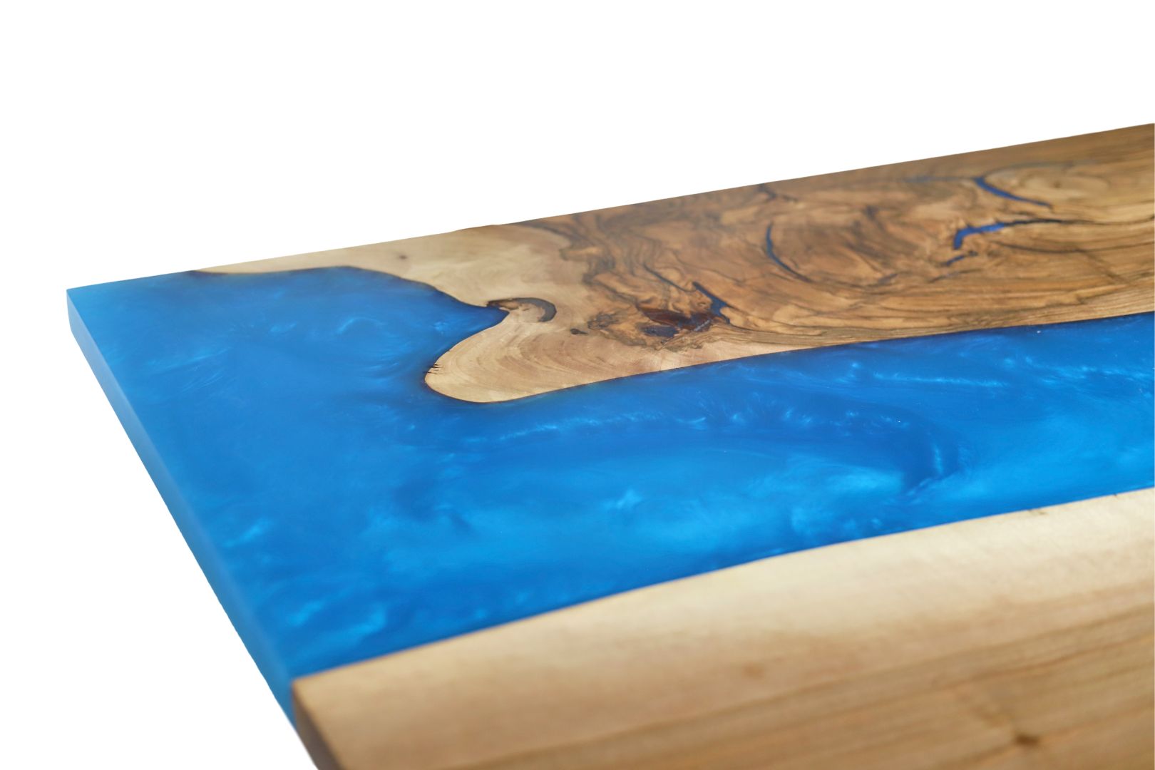 Rechteckige Esstischplatte mit blauem Epoxidharz / Holztischplatte / Epoxidtisch / Designertisch mit Epoxidharz- HolzRepublik