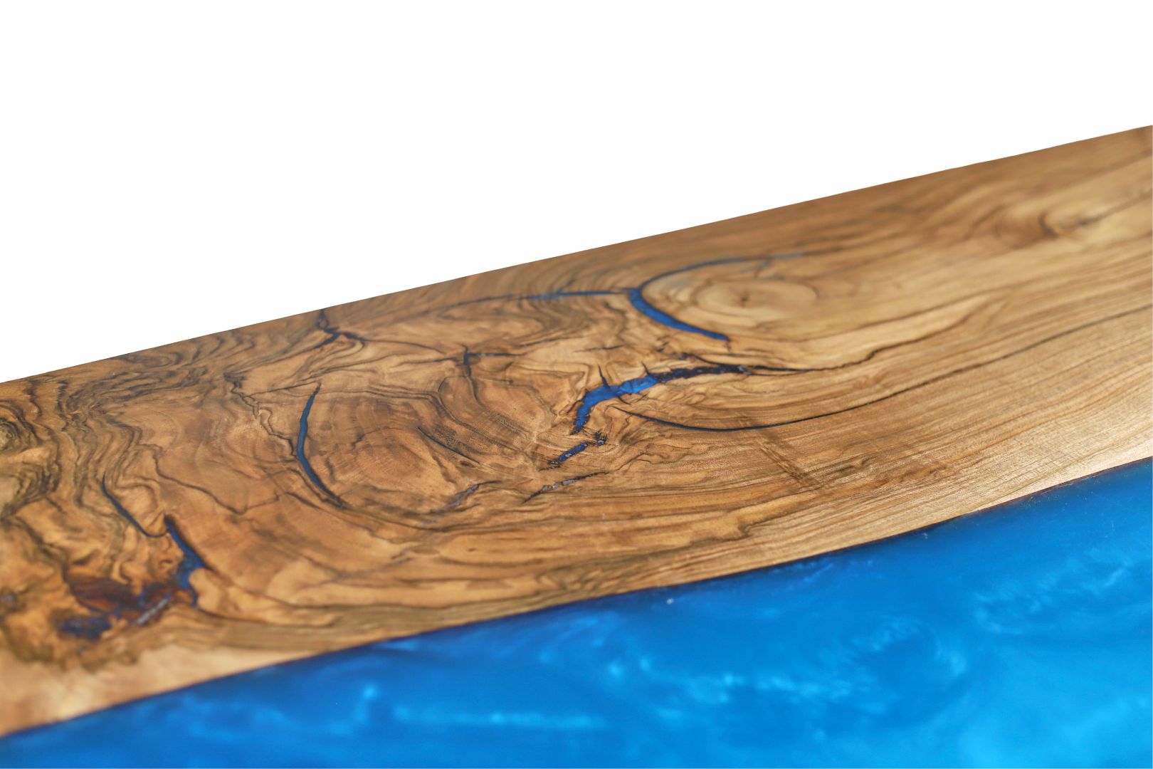 Rechteckige Esstischplatte mit blauem Epoxidharz / Holztischplatte / Epoxidtisch / Designertisch mit Epoxidharz- HolzRepublik