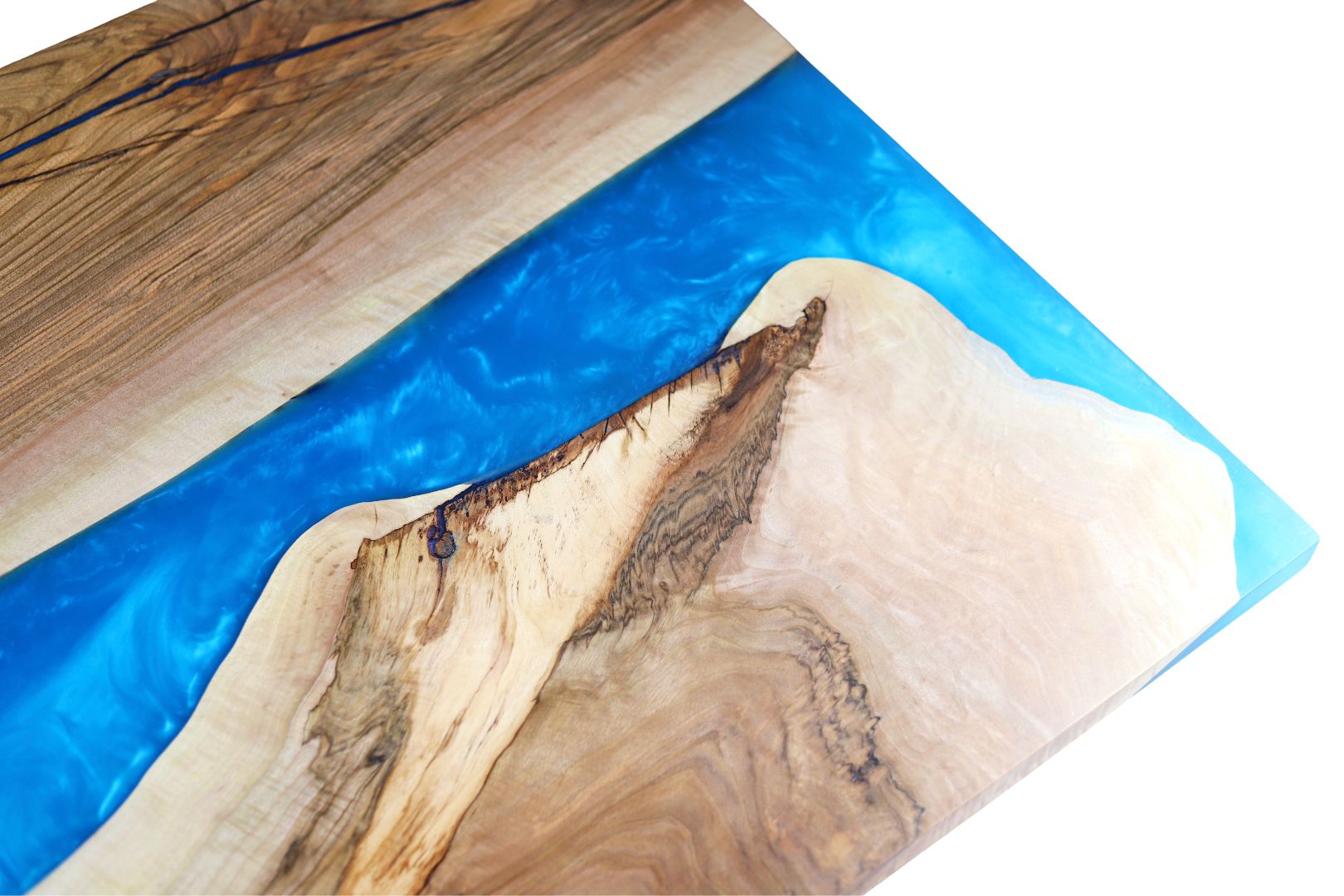 Rechteckige Esstischplatte mit blauem Epoxidharz / Holztischplatte / Epoxidtisch / Designertisch mit Epoxidharz- HolzRepublik