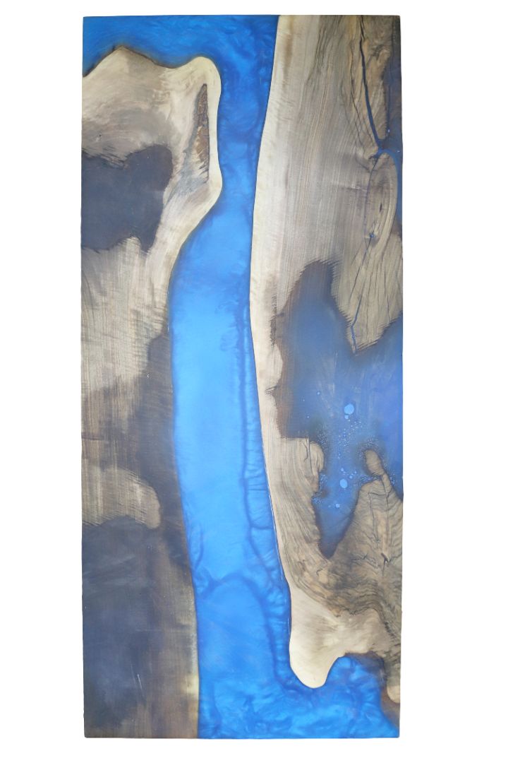 Rechteckige Esstischplatte mit blauem Epoxidharz / Holztischplatte / Epoxidtisch / Designertisch mit Epoxidharz- HolzRepublik