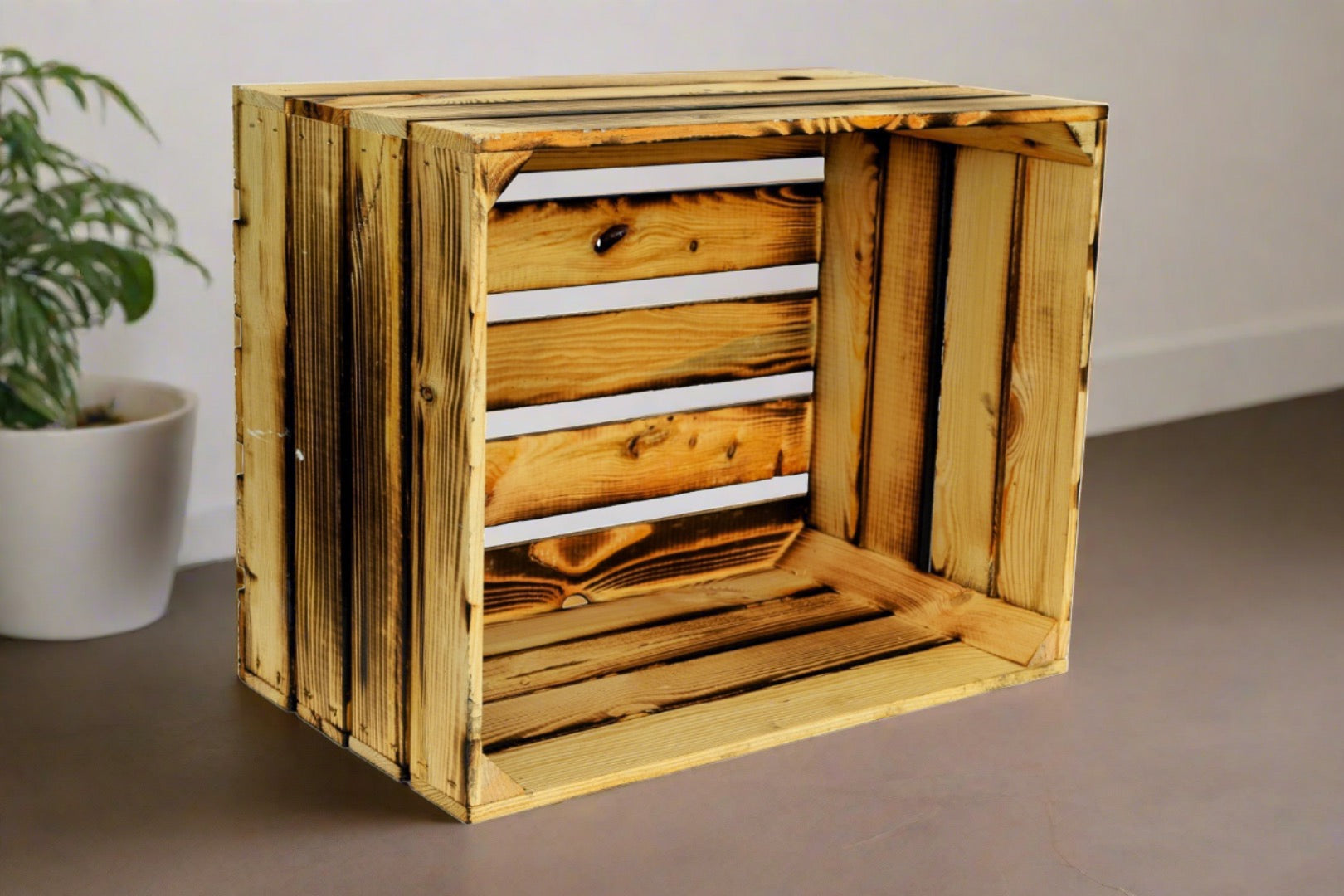Neue Holzkisten Pol 50x40x29 cm - geflammt- HolzRepublik