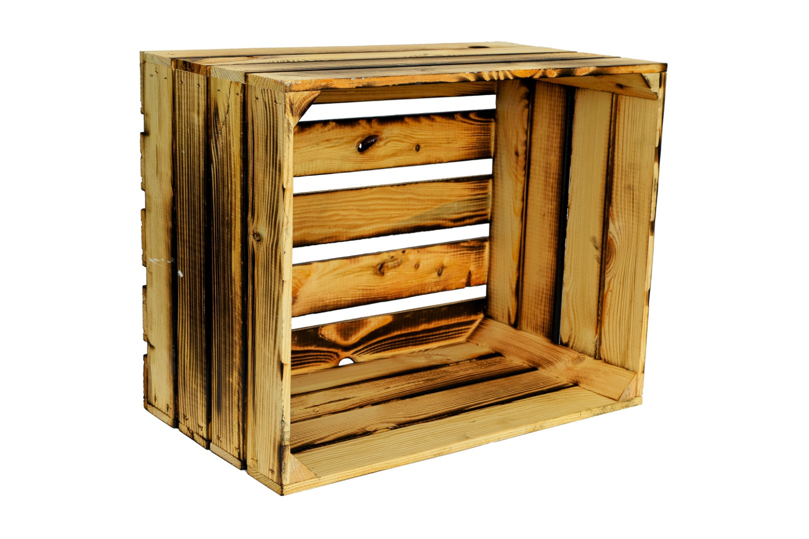 Neue Holzkisten Pol 50x40x29 cm - geflammt- HolzRepublik