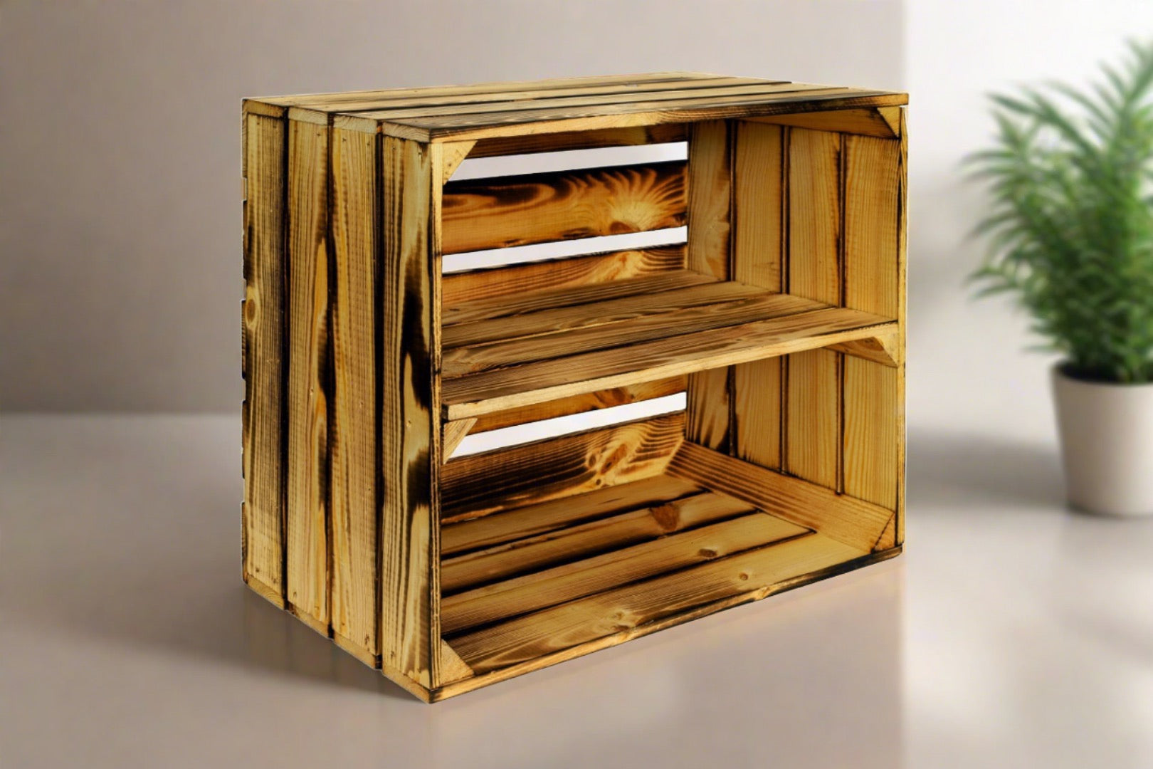 Neue Holzkiste Schuh 50x40x29cm - geflammt- HolzRepublik