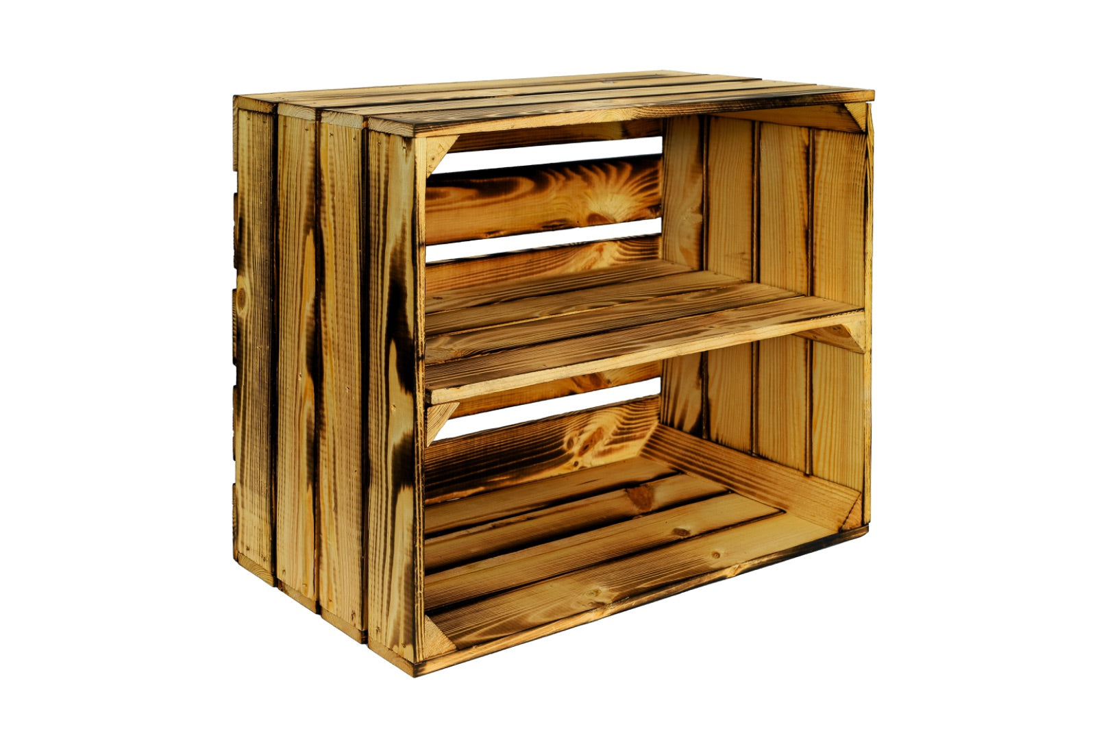Neue Holzkiste Schuh 50x40x29cm - geflammt- HolzRepublik