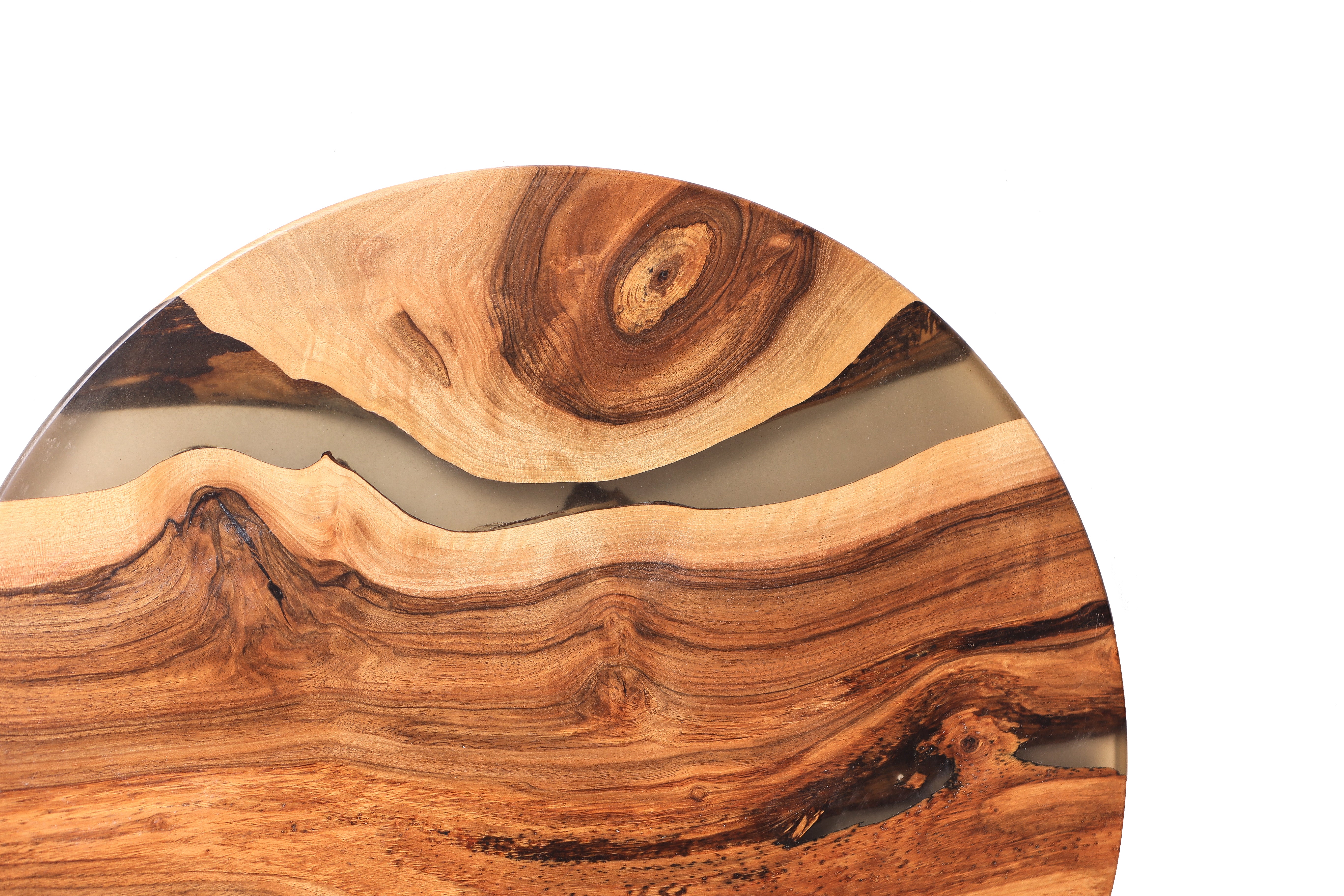 Runder Couchtisch mit transparentem Epoxidharz / Beistelltisch aus Massivholz / Design-Couchtisch / Unikat- HolzRepublik