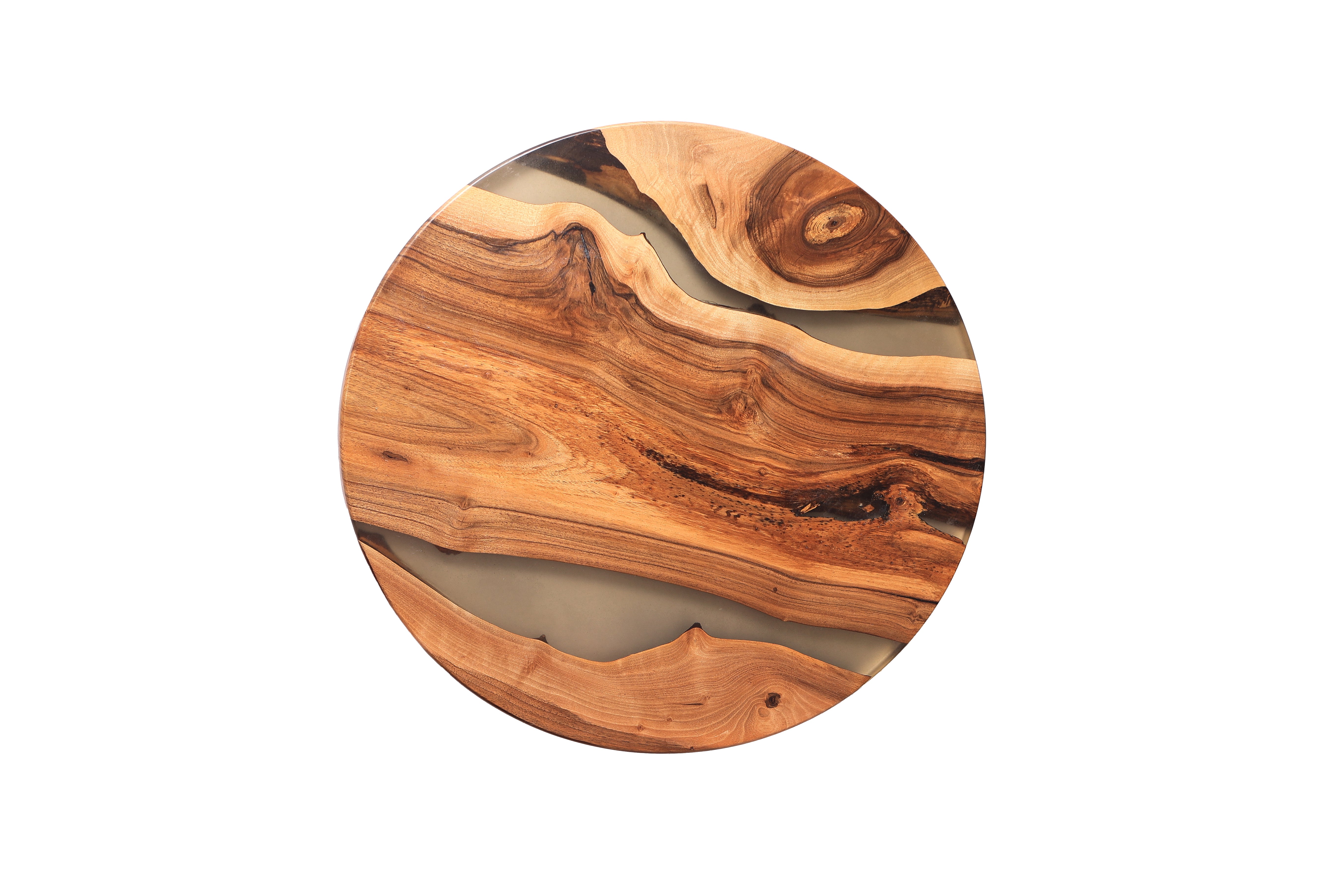 Runder Couchtisch mit transparentem Epoxidharz / Beistelltisch aus Massivholz / Design-Couchtisch / Unikat- HolzRepublik