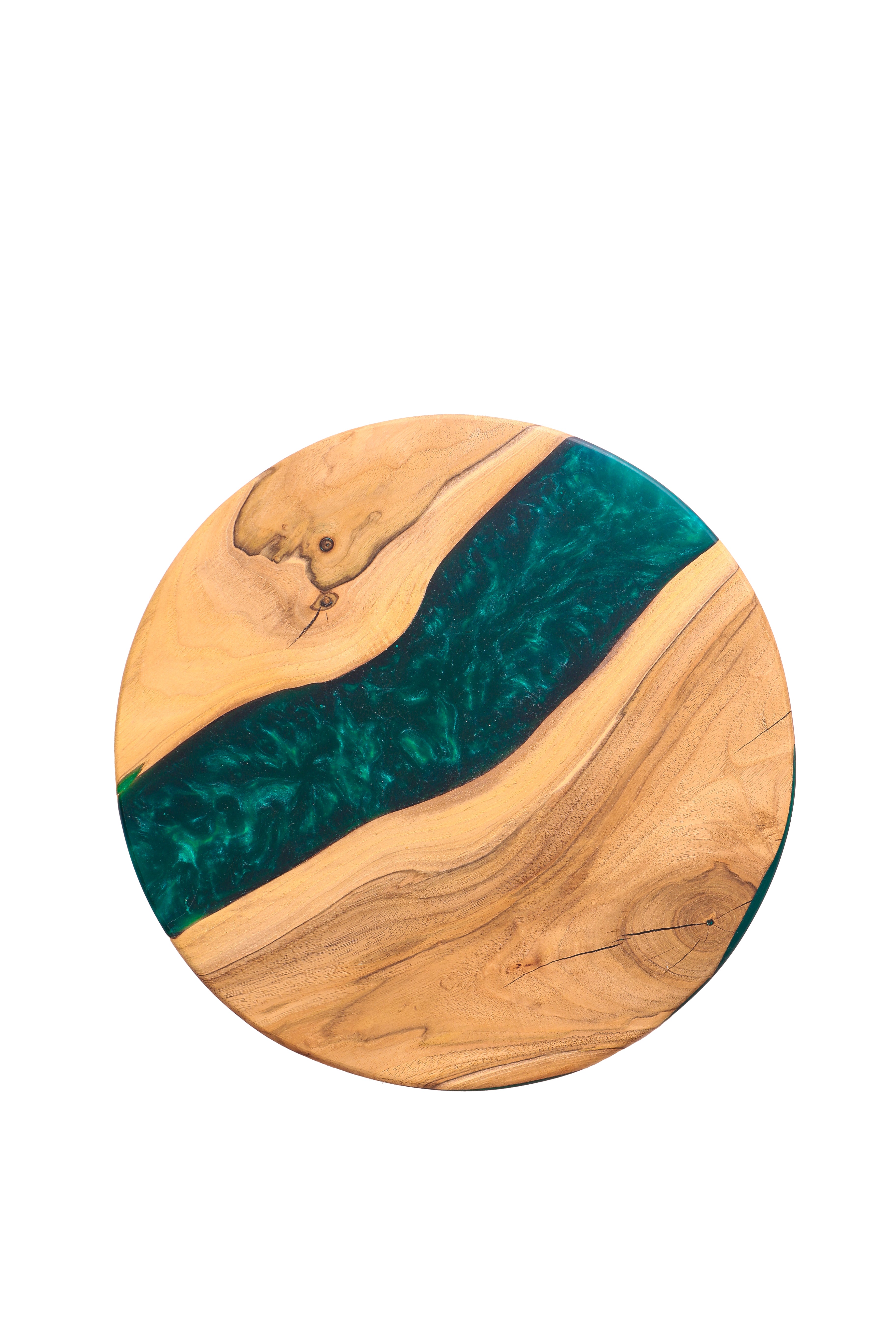 Runder Couchtisch mit grünem Epoxidharz / Beistelltisch aus Massivholz / Design-Couchtisch / Unikat- HolzRepublik