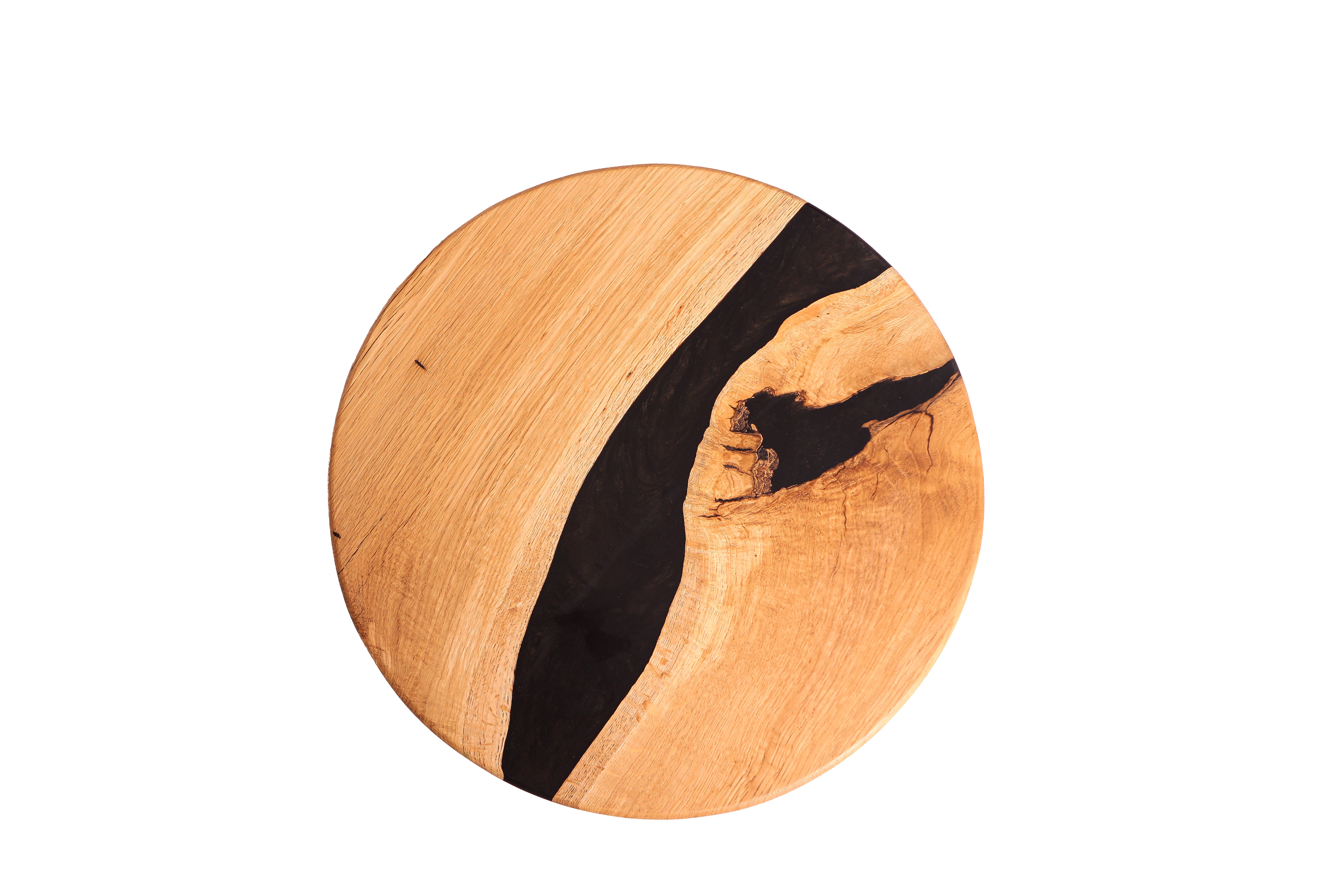 Runder Couchtisch mit schwarzem Epoxidharz / Beistelltisch aus Massivholz / Design-Couchtisch / Unikat- HolzRepublik