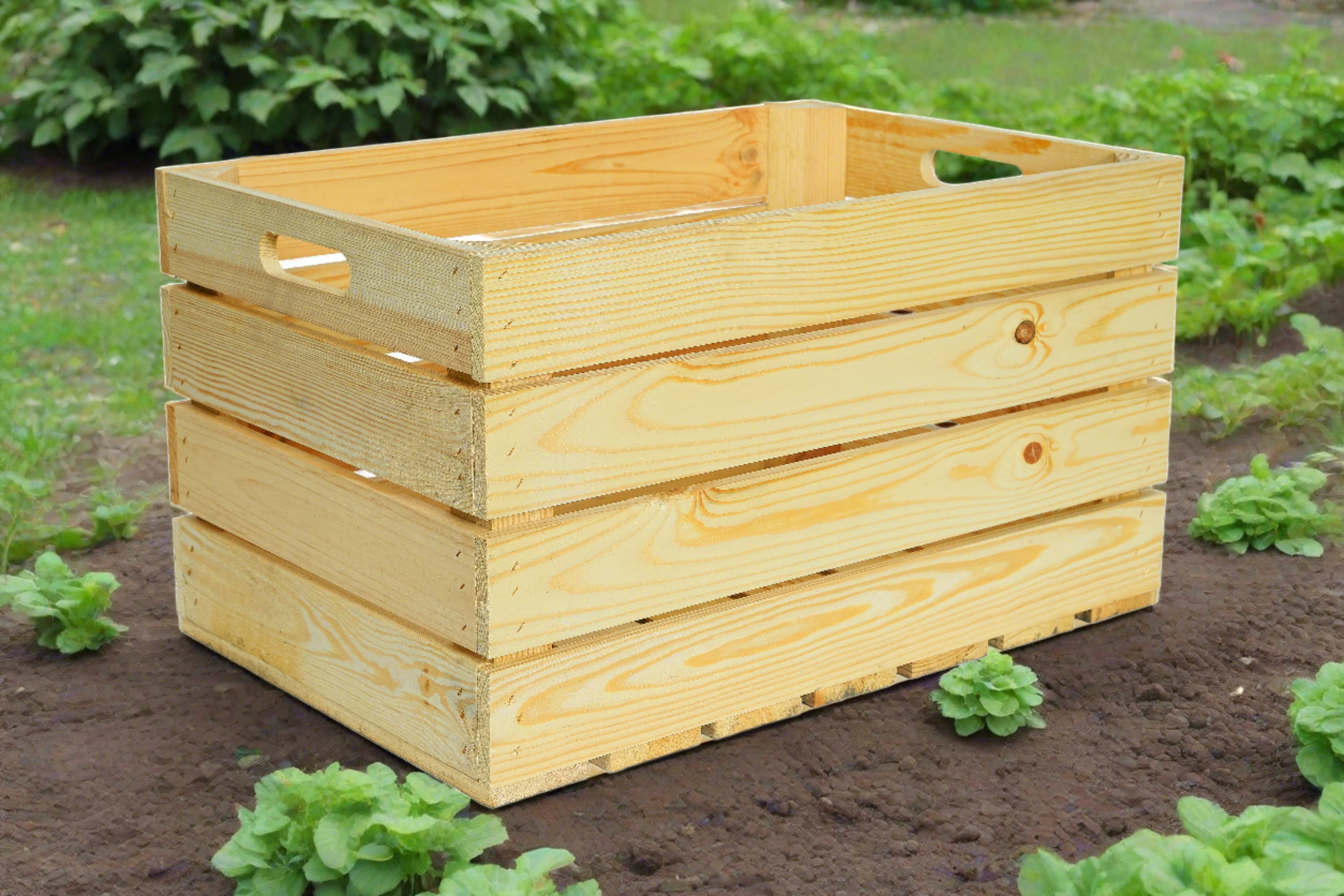 Neue Holzkiste Elfriede 54x35x30cm - natur mit Griff / Dekokiste / Obstkiste / Aufbewahrungskiste  / Dekokiste / Obstkiste- HolzRepublik