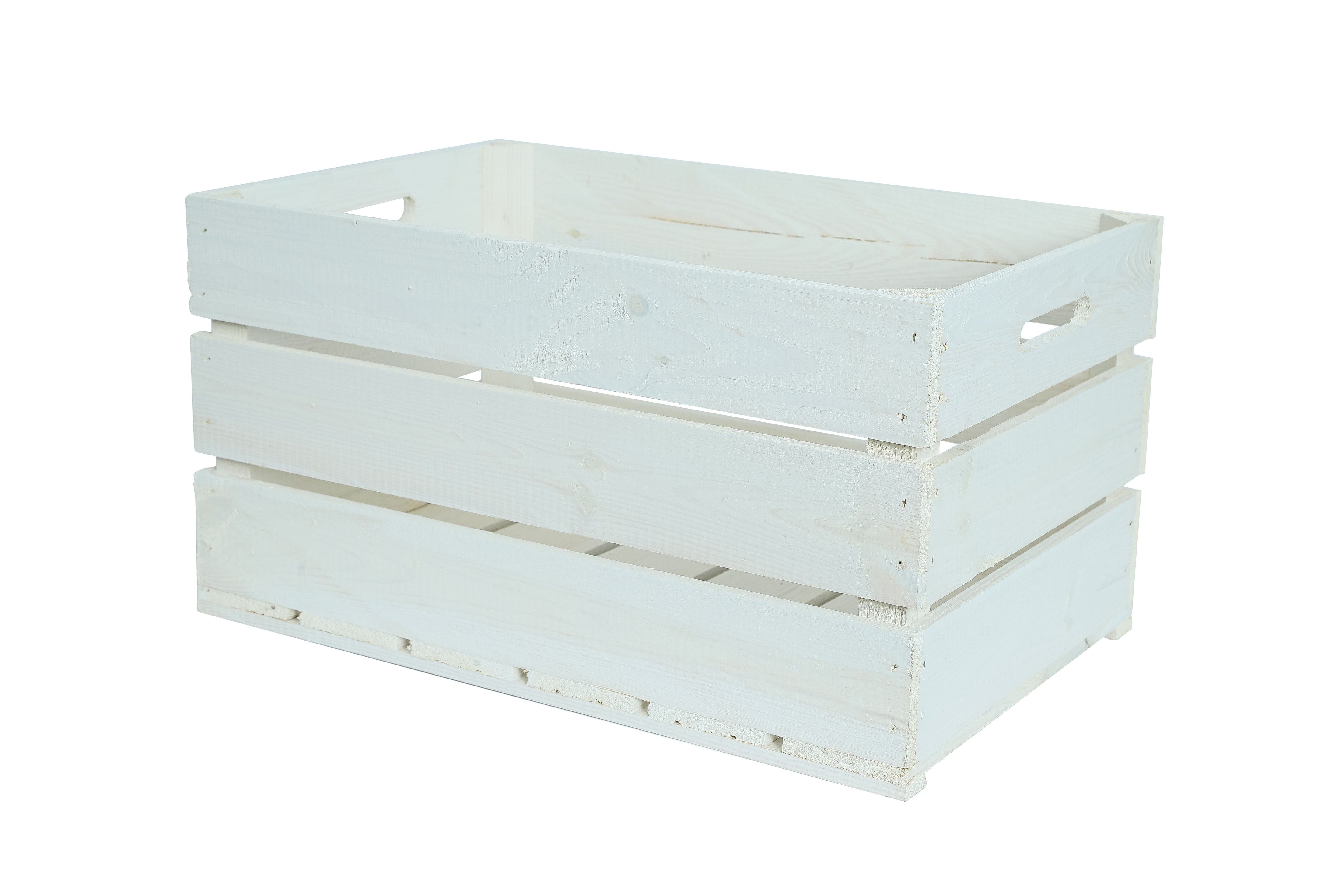 Neue Holzkiste Elfriede 54x35x30cm - weiß mit Griff / Dekokiste / Obstkiste / Aufbewahrungskiste- HolzRepublik