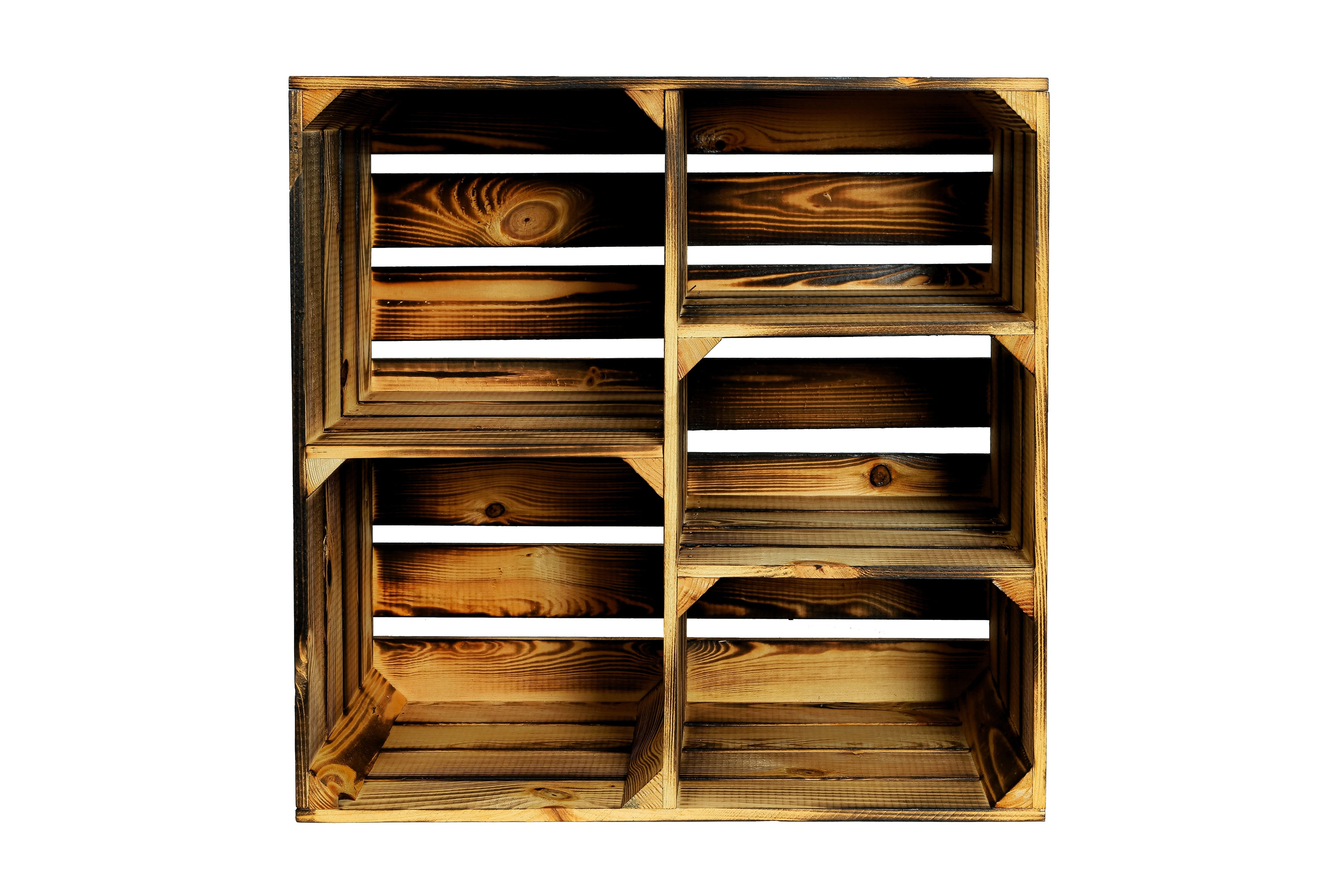 Großes Holzregal HS3+S 77x68x35cm - geflammt- HolzRepublik