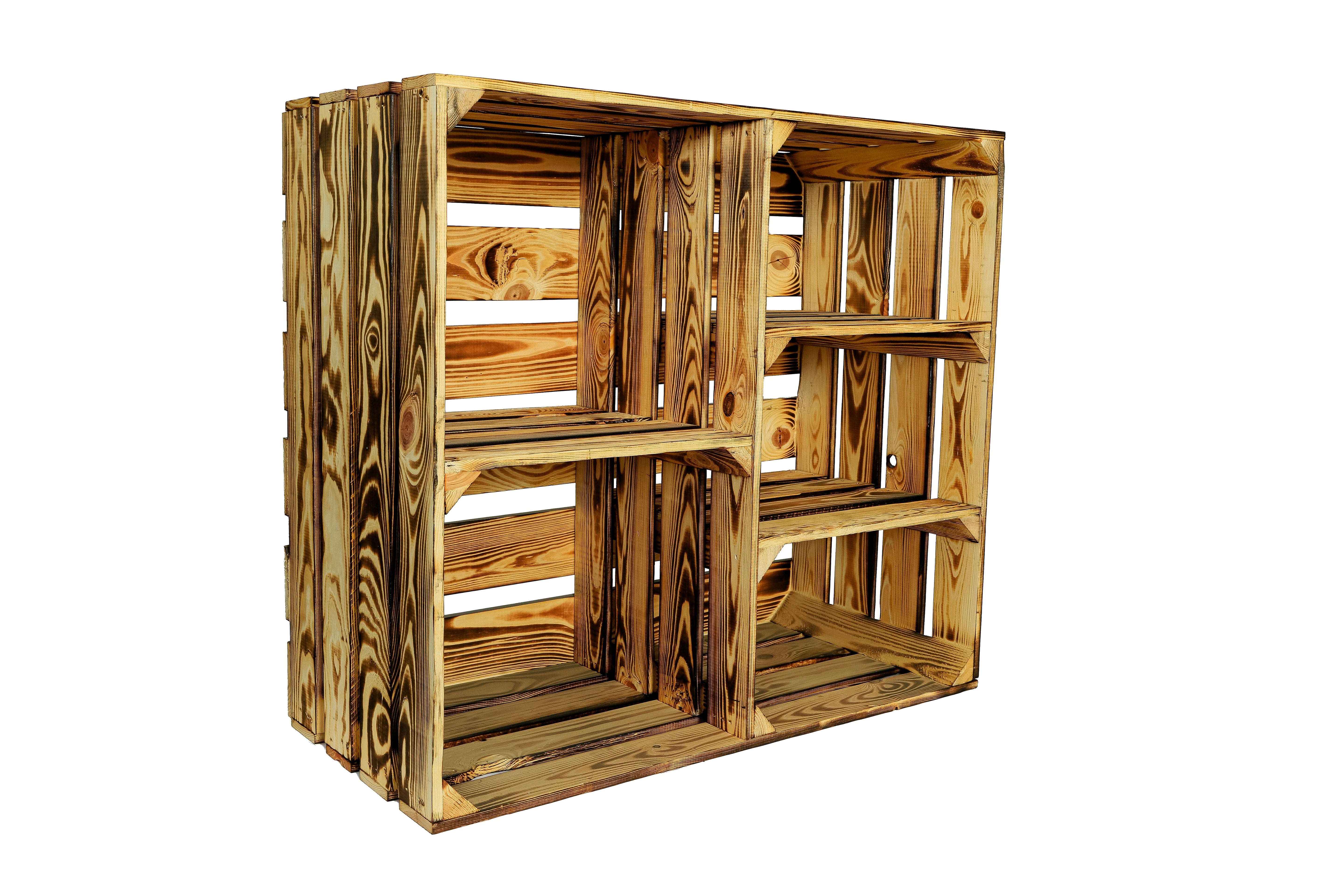 Großes Holzregal HS3 77x68x35cm - geflammt- HolzRepublik