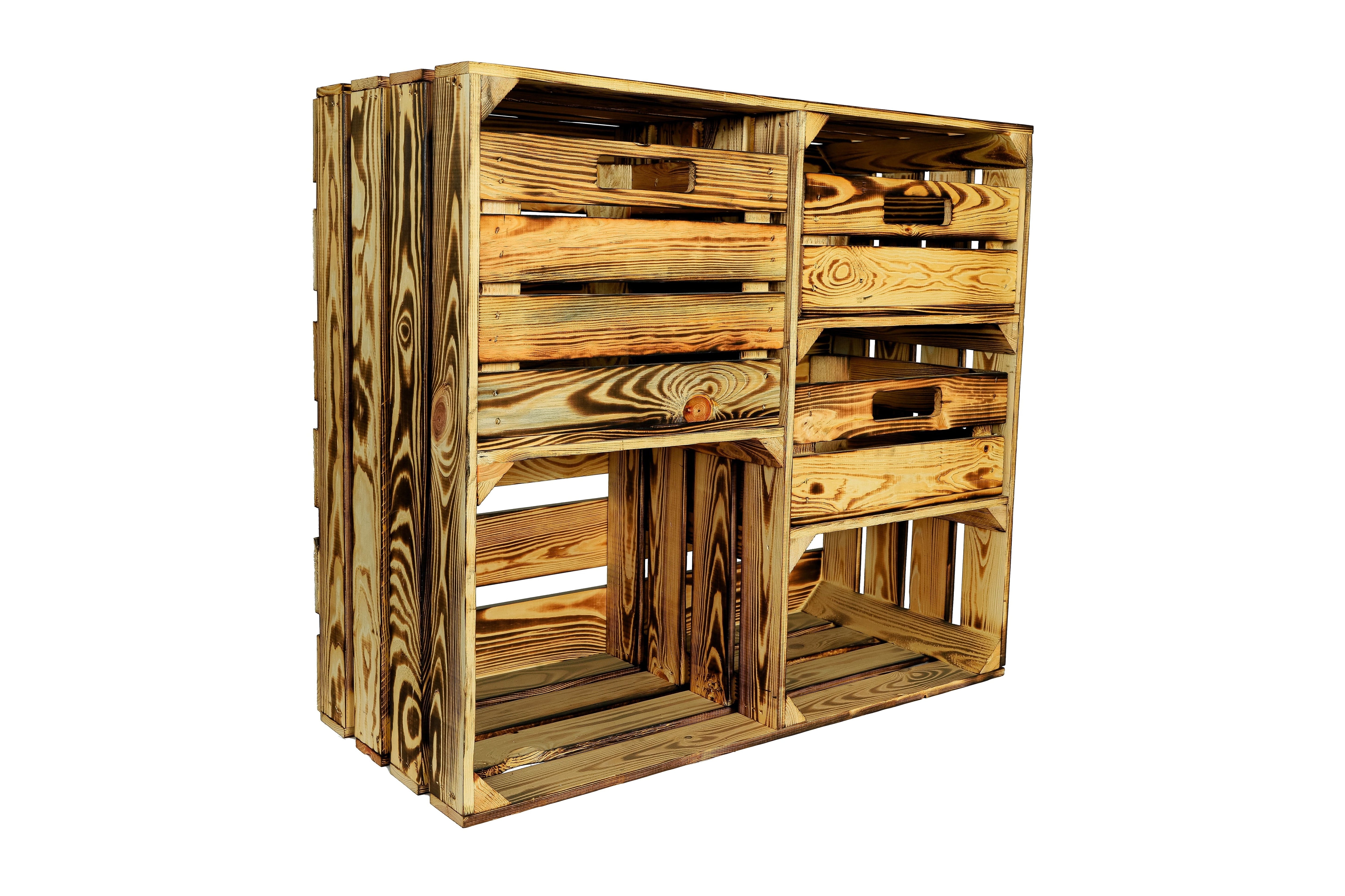 Großes Holzregal HS3+S 77x68x35cm - geflammt- HolzRepublik