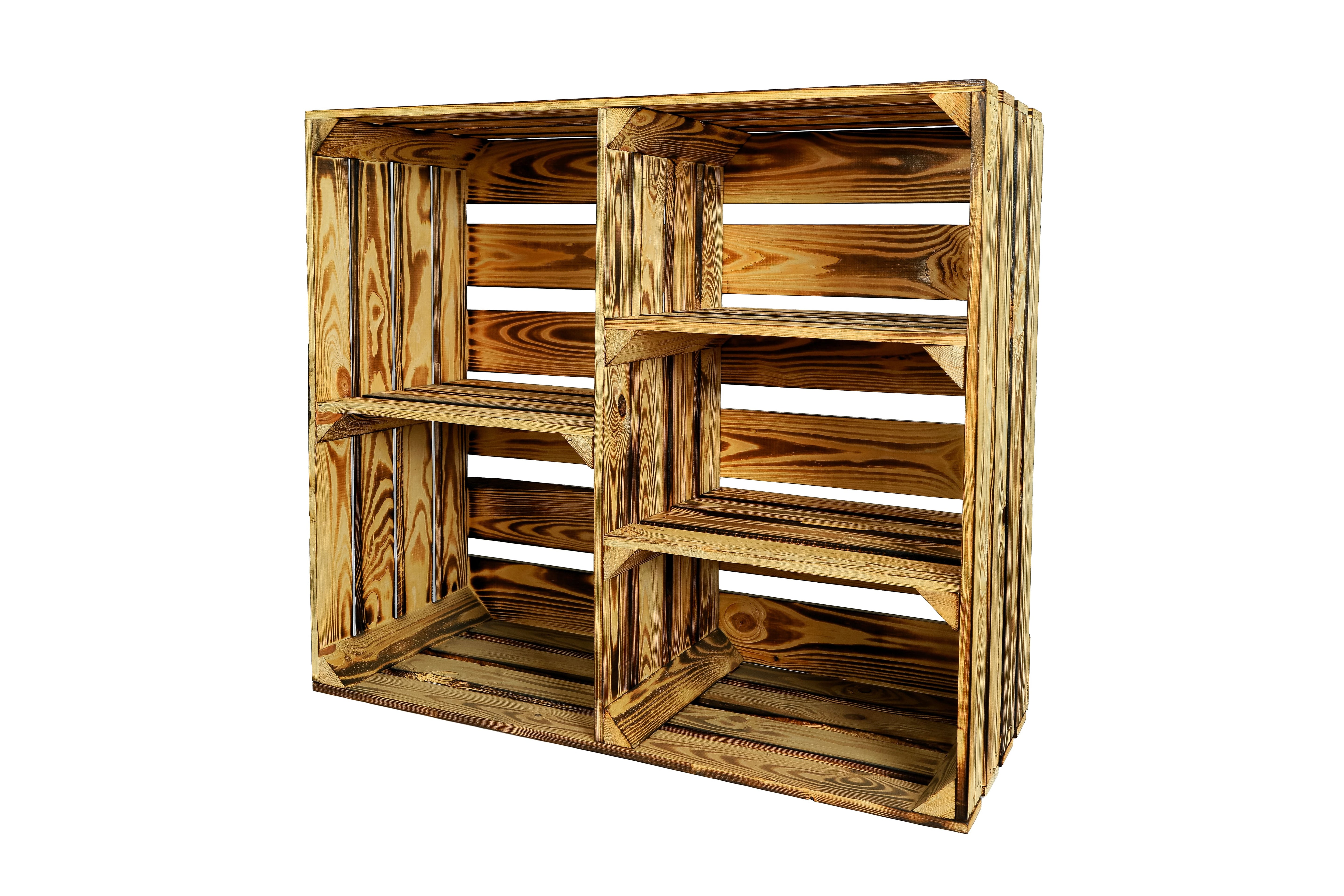Großes Holzregal HS3+S 77x68x35cm - geflammt- HolzRepublik