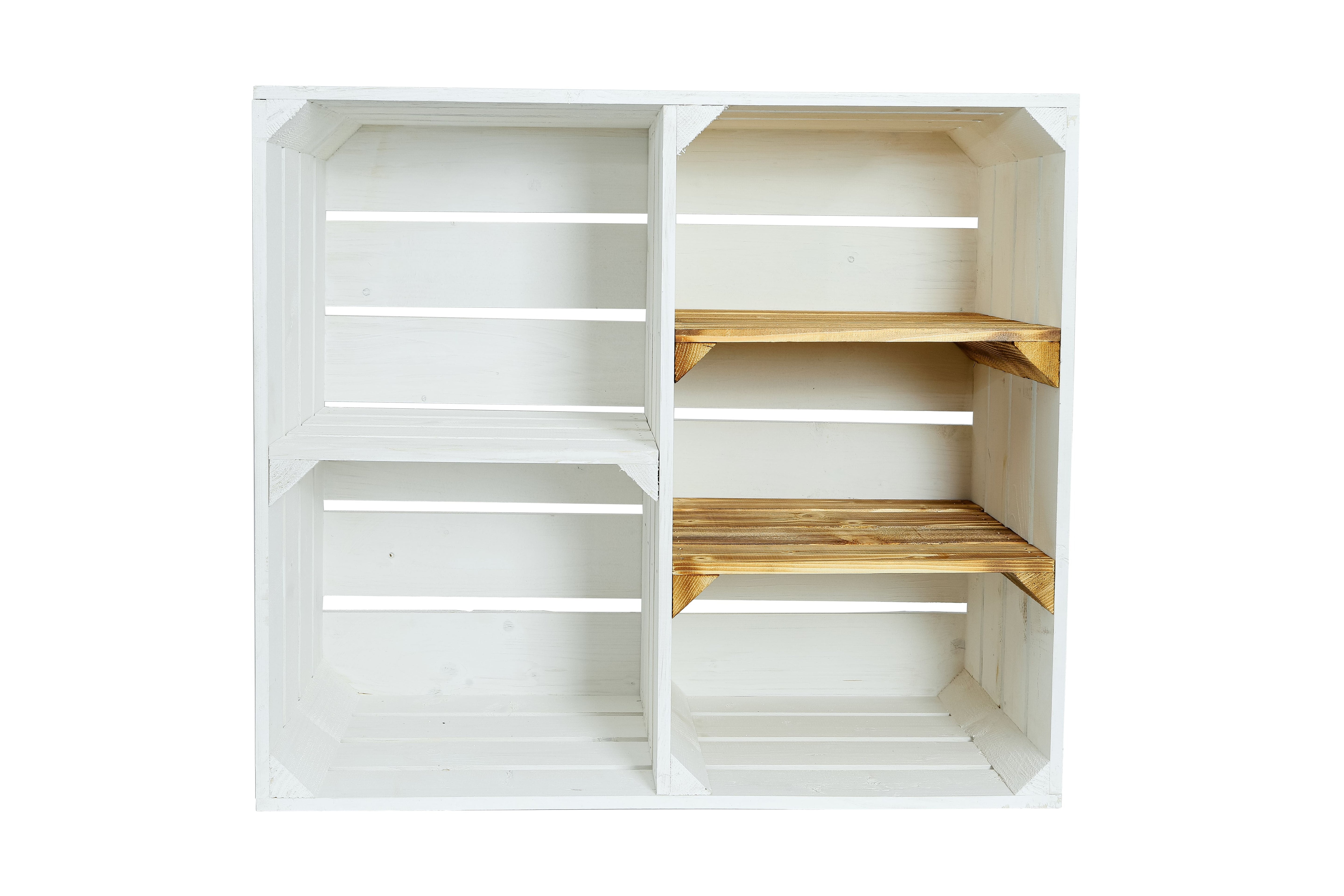 Großes Holzregal HS3 77x68x35cm - weiß/geflammt- HolzRepublik