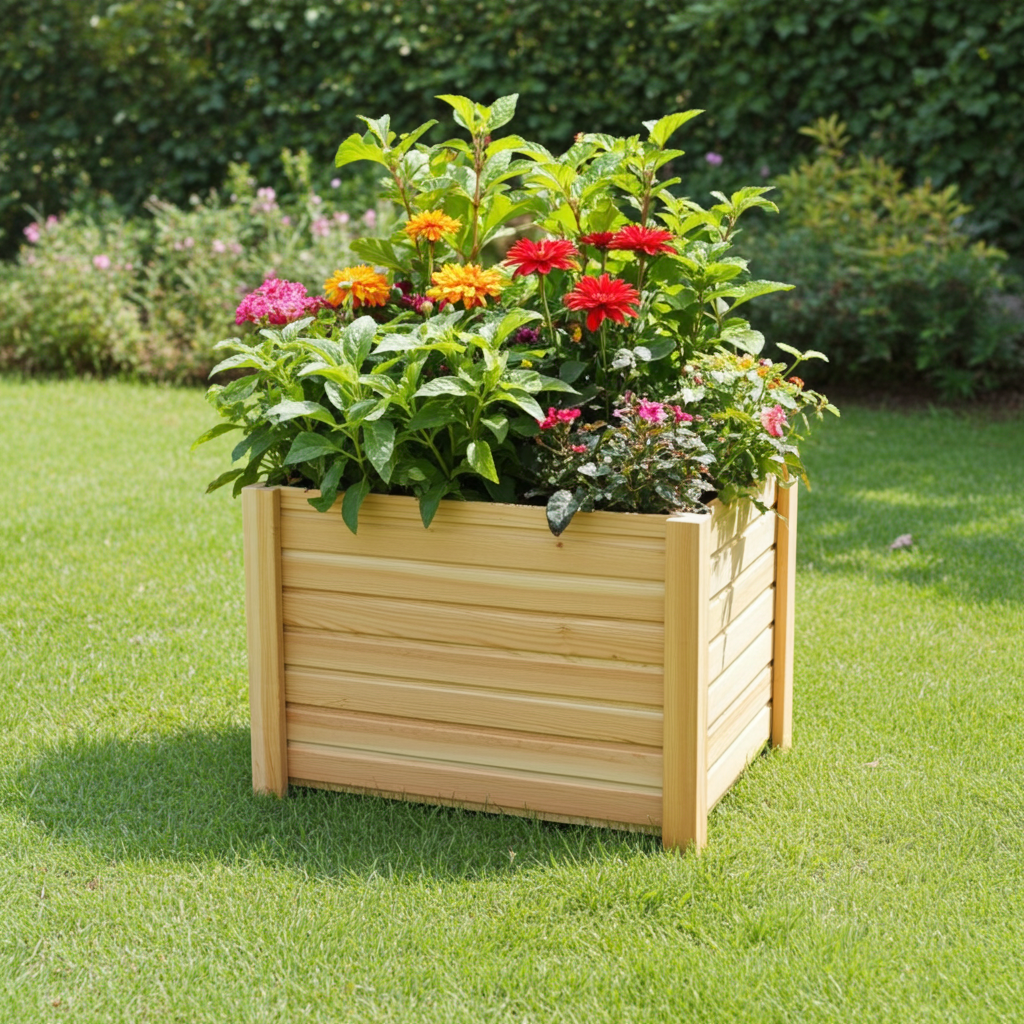 Hochbeet aus Lärchenholz für den Garten / Blumenkiste mit schwarzer Folie / Pflanzkasten aus stabilem Holz für Gemüse & Blumen / wetterfest & langlebig