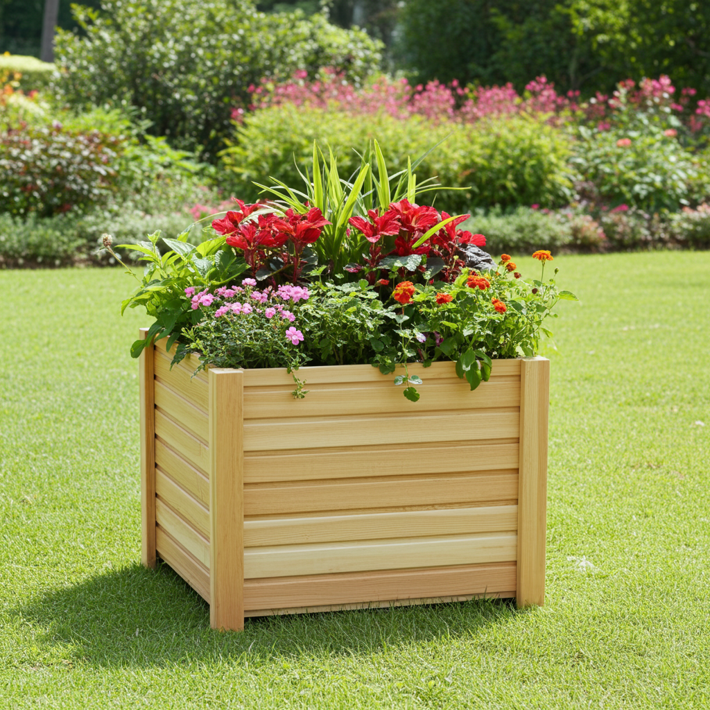 Hochbeet aus Lärchenholz für den Garten / Blumenkiste mit schwarzer Folie / Pflanzkasten aus stabilem Holz für Gemüse & Blumen / wetterfest & langlebig