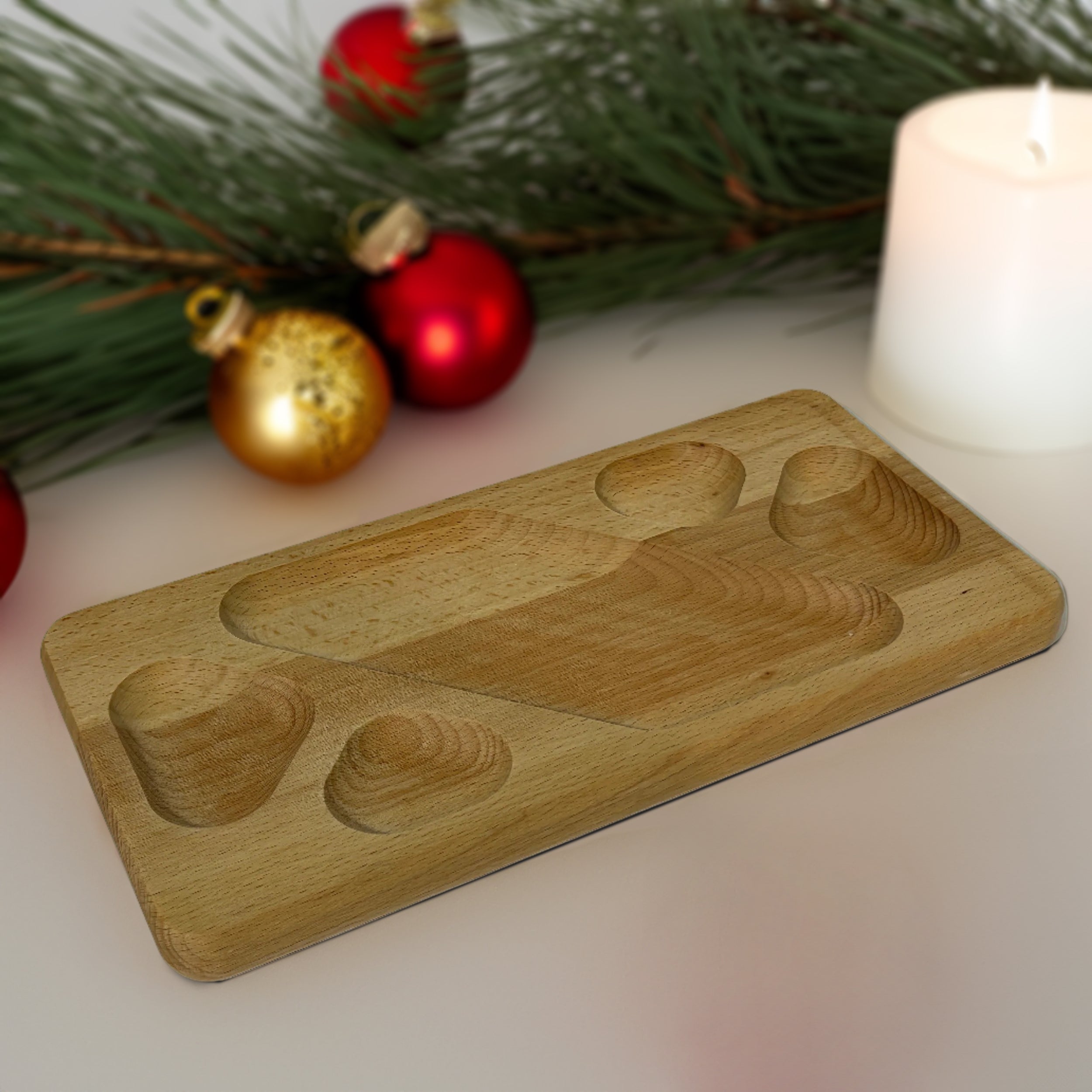 Holzteller mit Unterteilungen aus Buchenholz- HolzRepublik