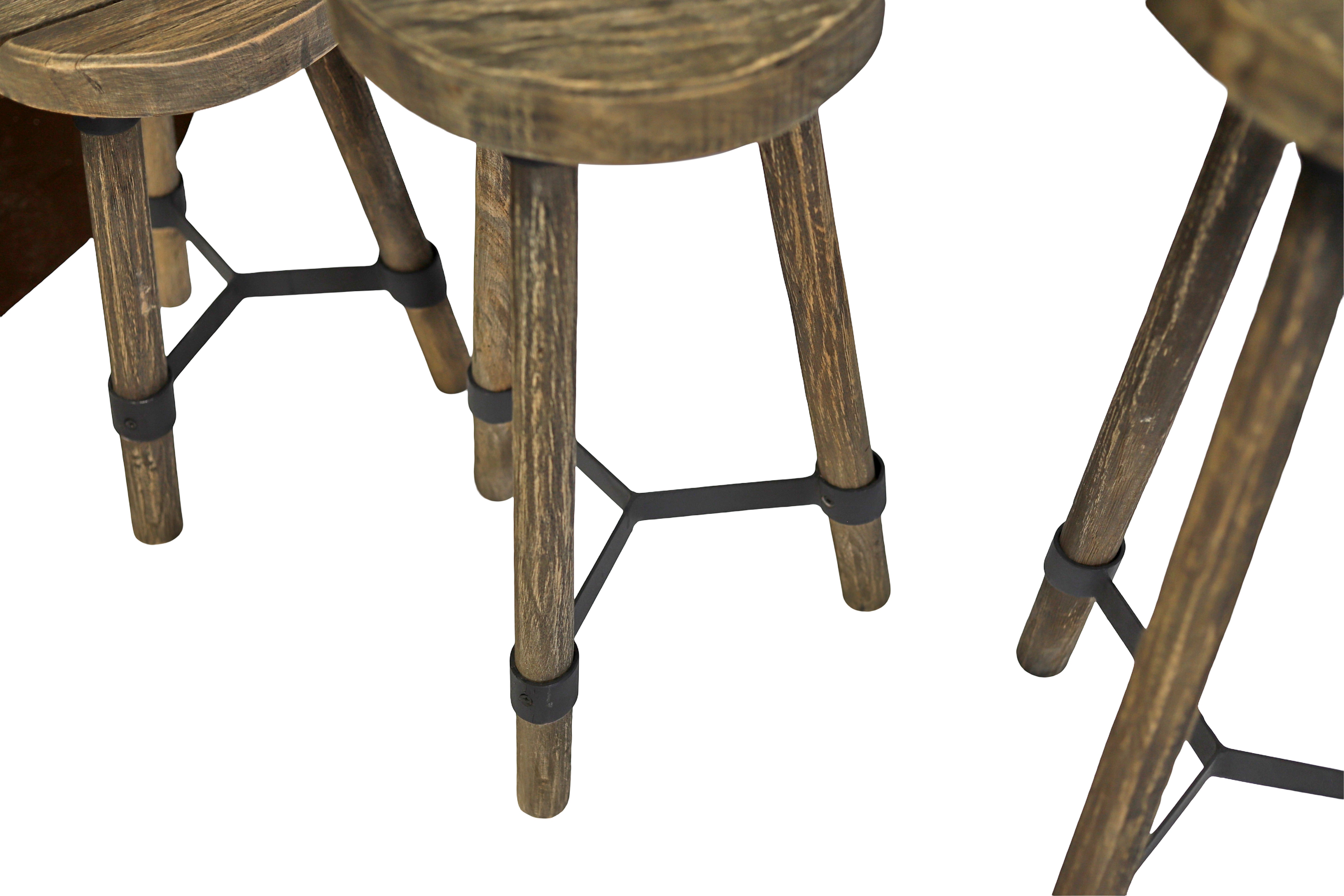 Set aus 3 Holzhockern Braun / Holzuntersetzer / Blumenuntersetzer aus altem Holz / Recycling- HolzRepublik