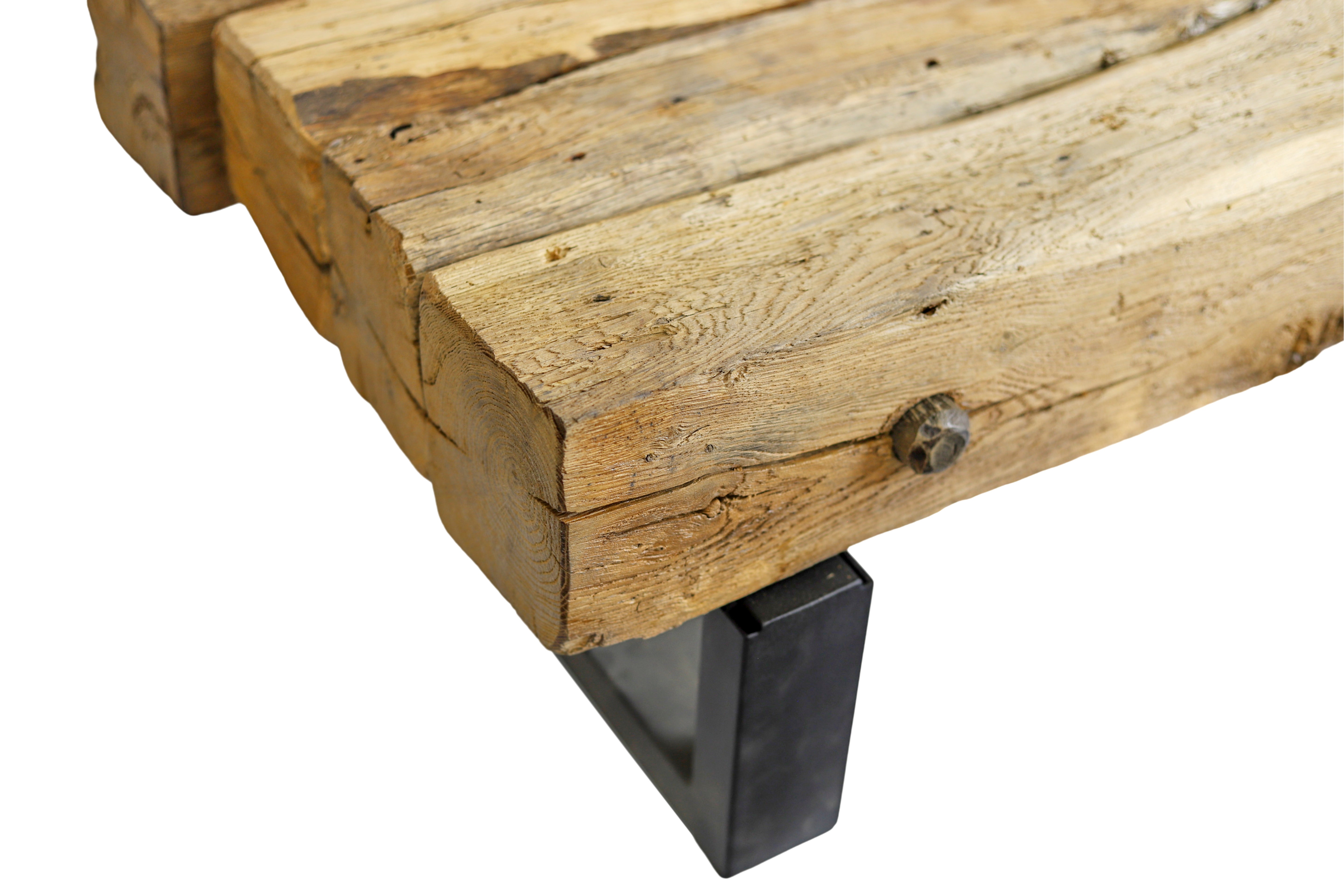 Rustikaler Couchtisch aus originalen alten Holzbalken 100x60x35 cm / aus recyceltem Altholz / aus alten Deckenbalken- HolzRepublik