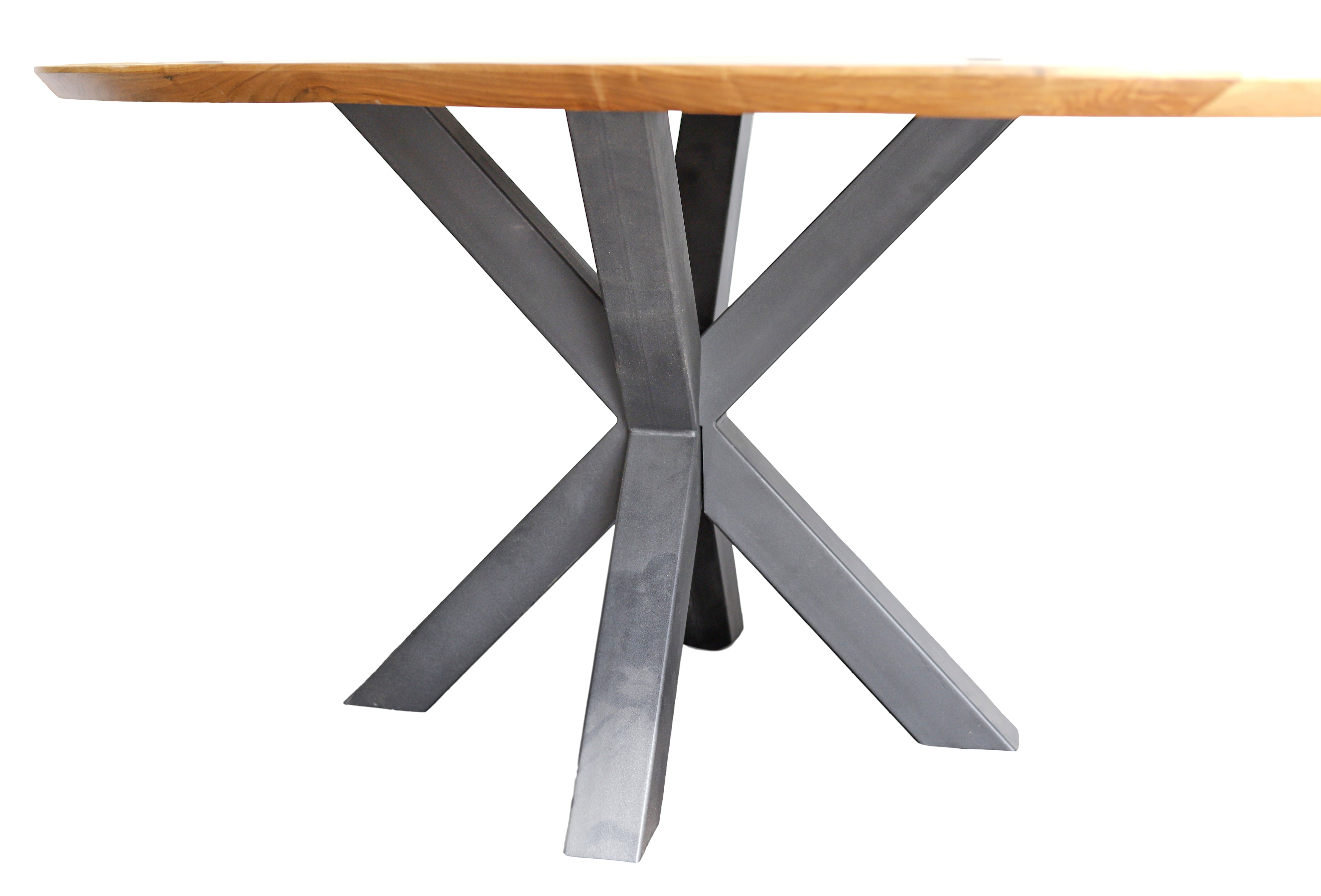 Tischbein / Tischfuß Igel für rechteckige/ovale Platte, aus schwarzem Metall- HolzRepublik