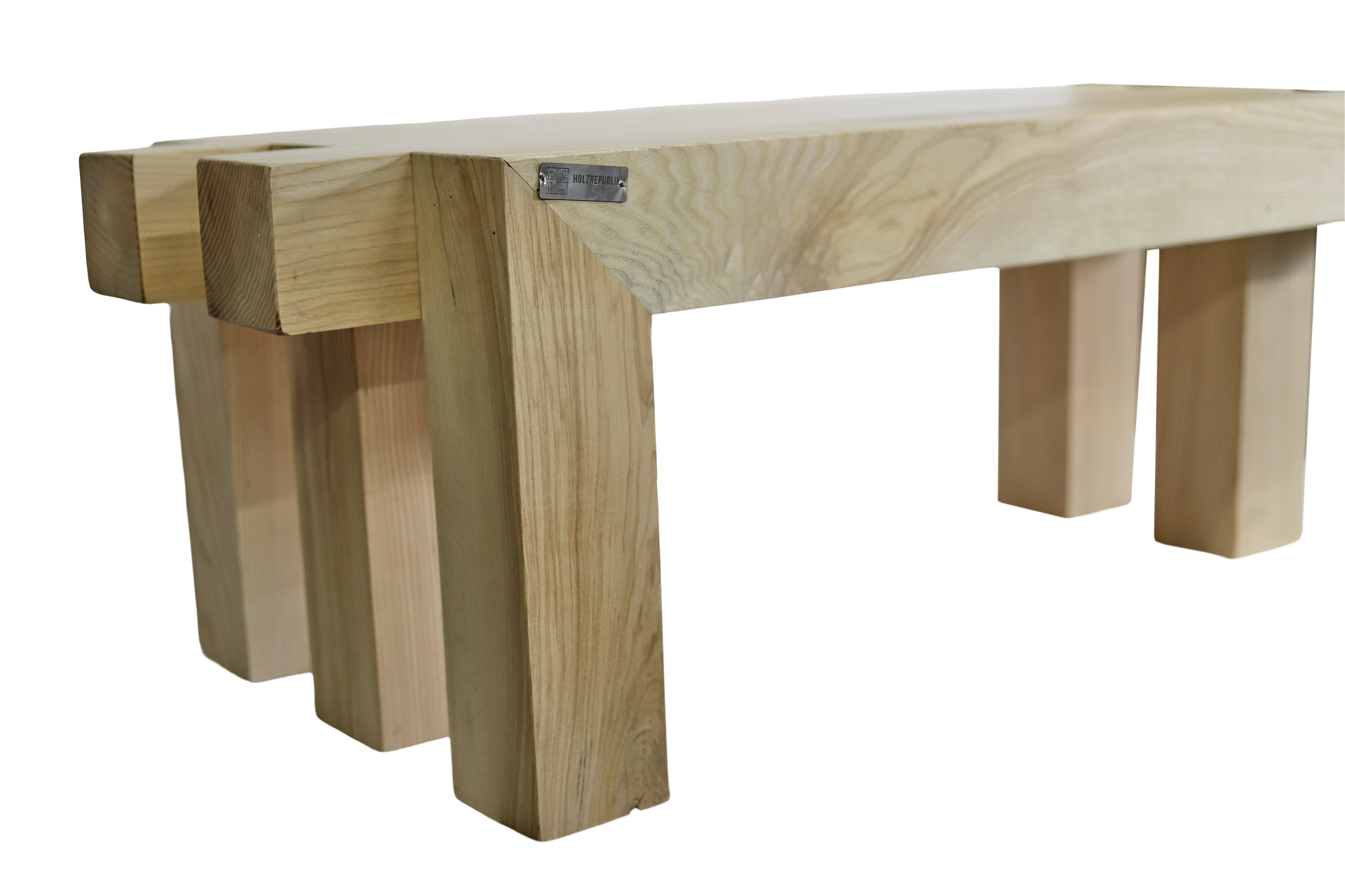 Rechteckiger Couchtisch aus neuen Eichenbalken / Massivholz- HolzRepublik