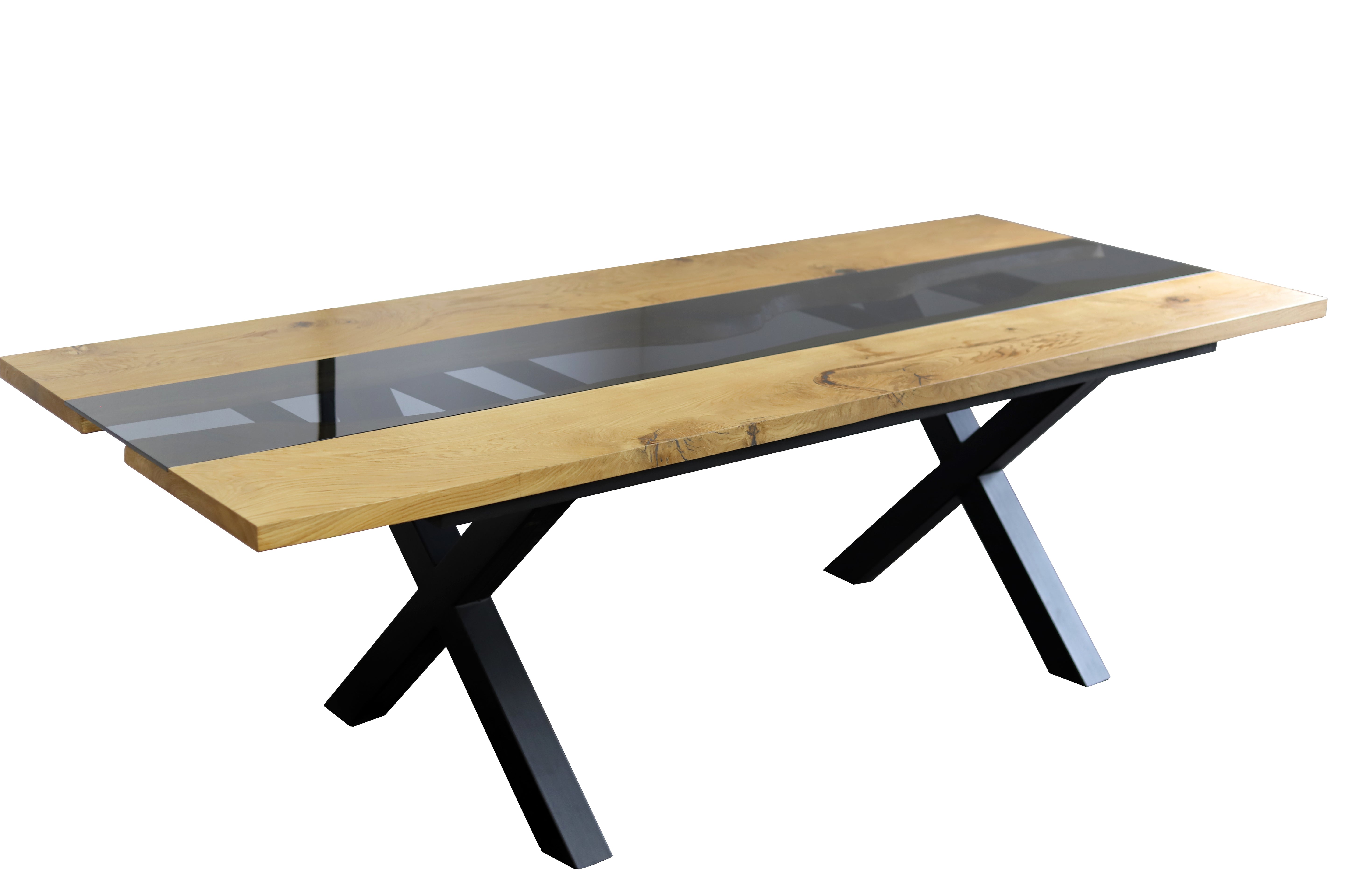 Esstischplatte mit Glaseinsatz / Holztischplatte aus Eiche / Holztisch- HolzRepublik
