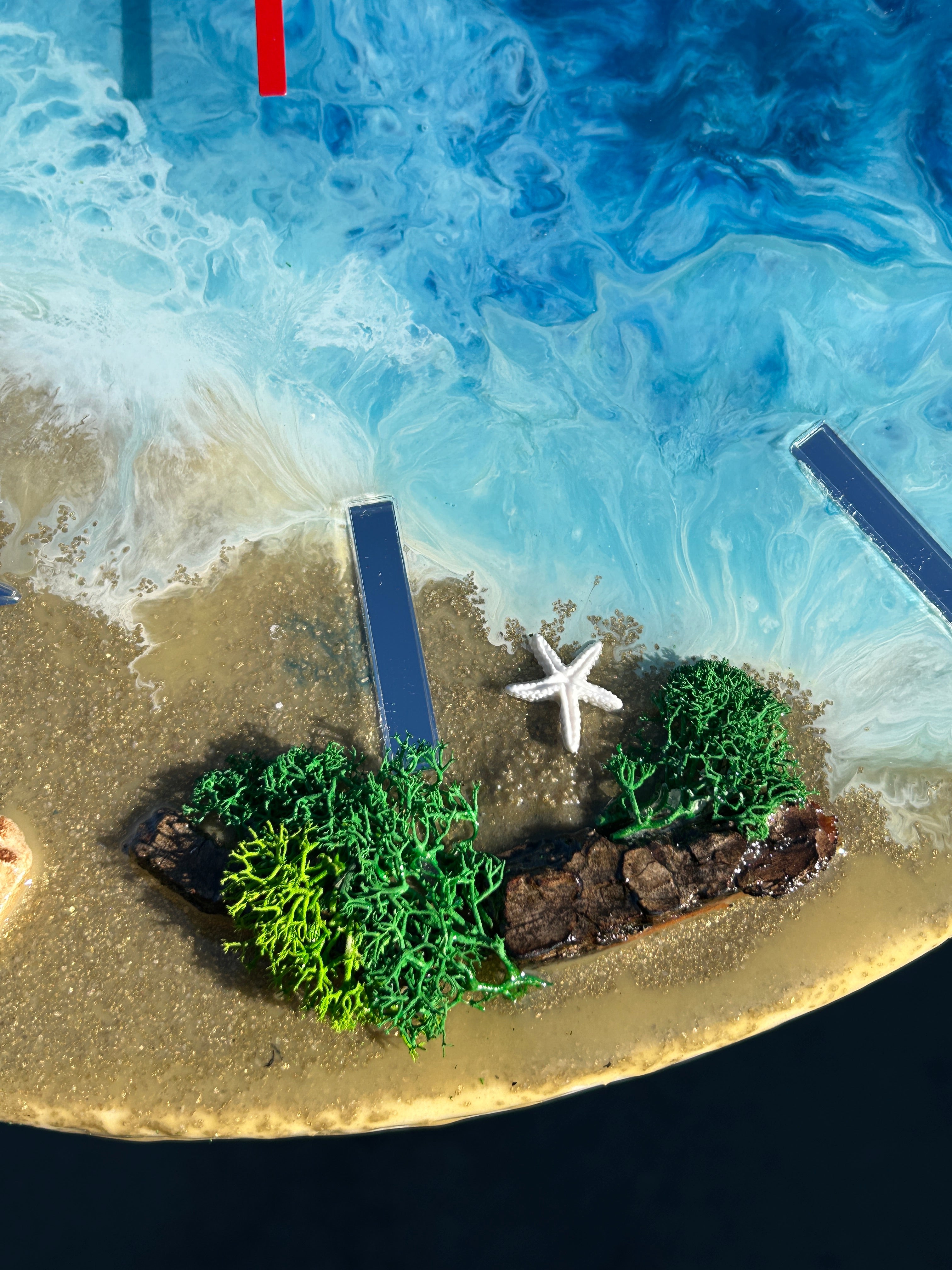 Ozean-Wanduhr mit dem Epoxidharz / Meeresdesign / Wellenoptik / Strandmotiv Uhr - Individuelle Bestellung