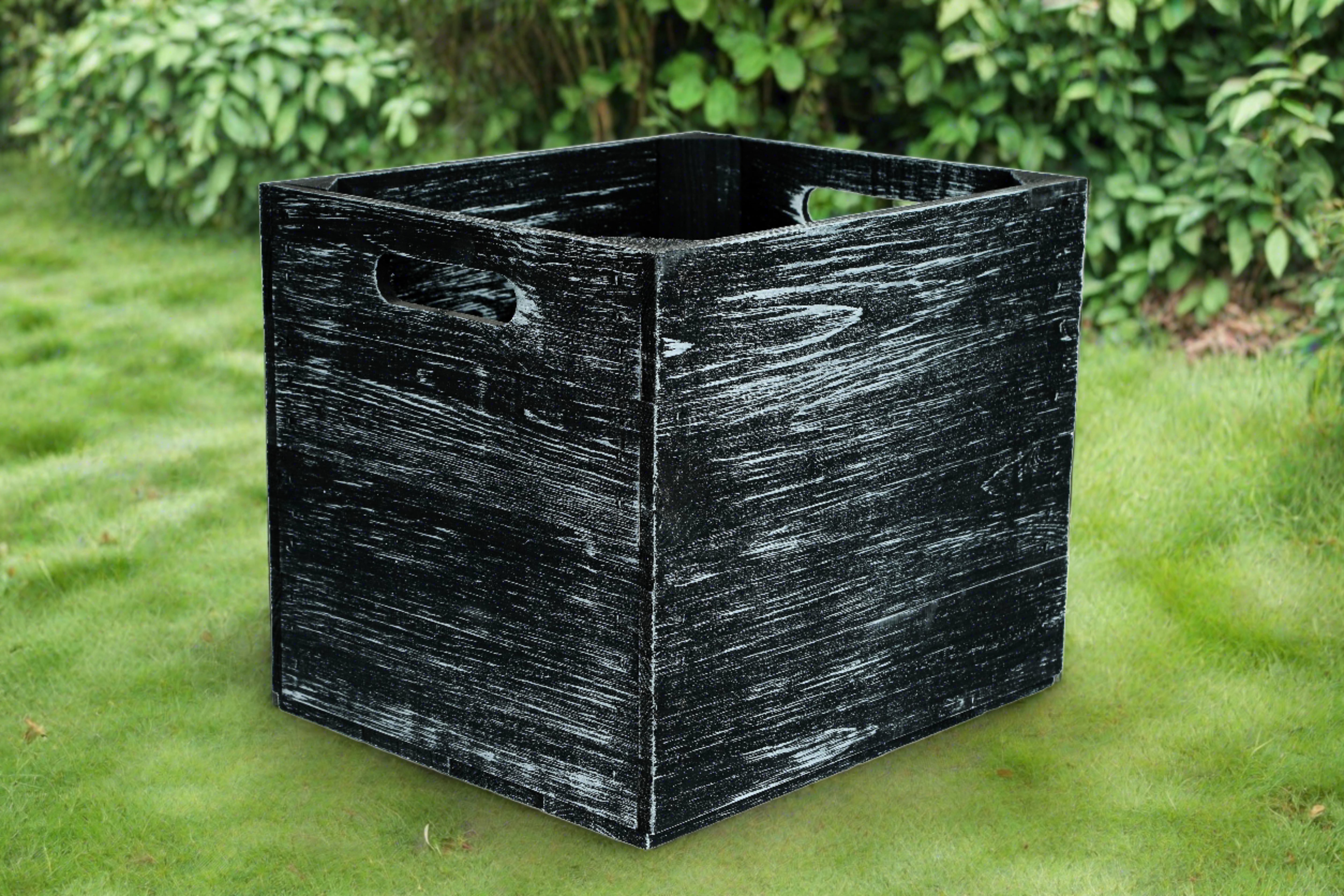 Neue Holzkiste Kallax 32x37,5x32,5 cm - Schabby Schwarz- HolzRepublik